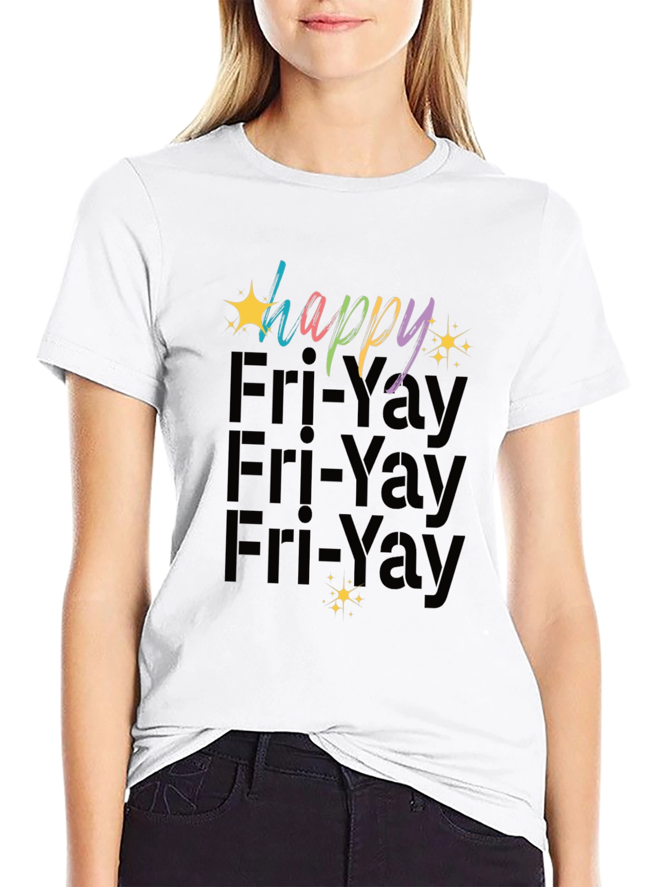 Black Happy Fri-Yay Graphic T-Shirt - Black view 9
