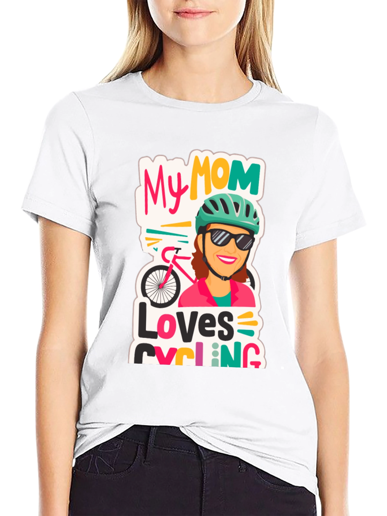 Black My Mom Loves Cycling Black T-Shirt view 9