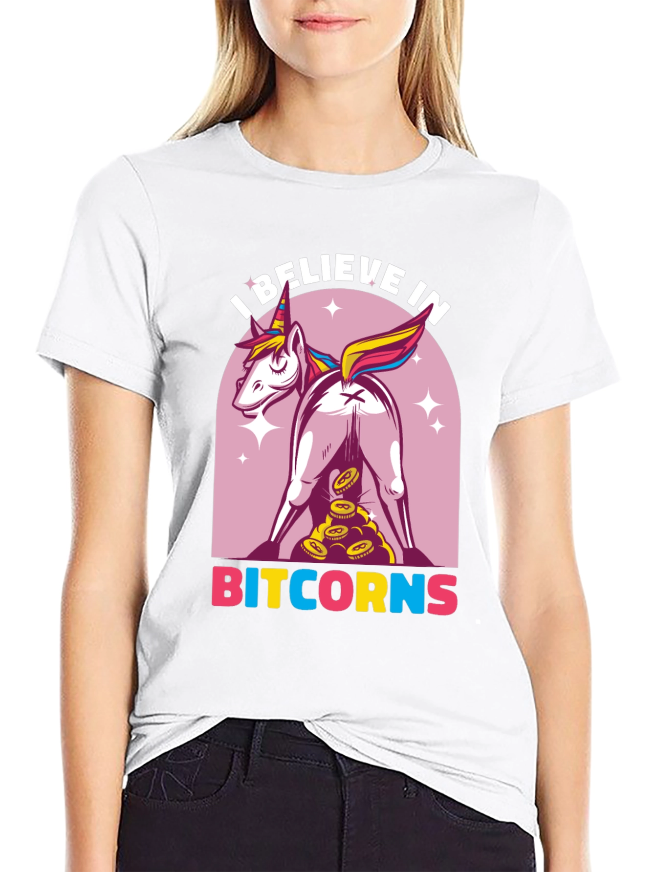 Black Bitcoin Unicorn T-Shirt - Crypto Humor Tee view 9