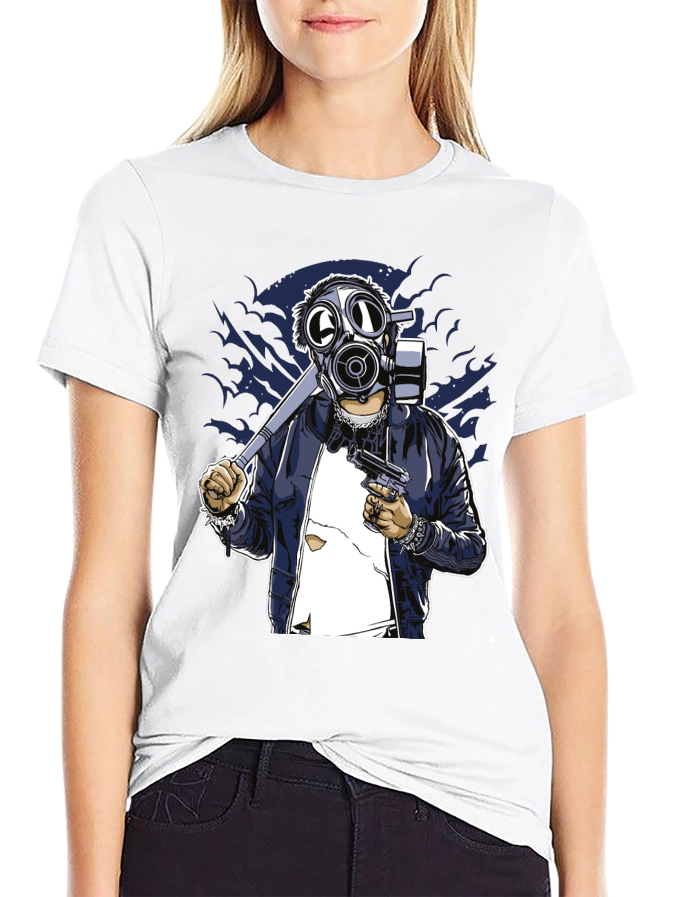 Black Gas Mask Graphic T-Shirt - Edgy Streetwear Tee view 9