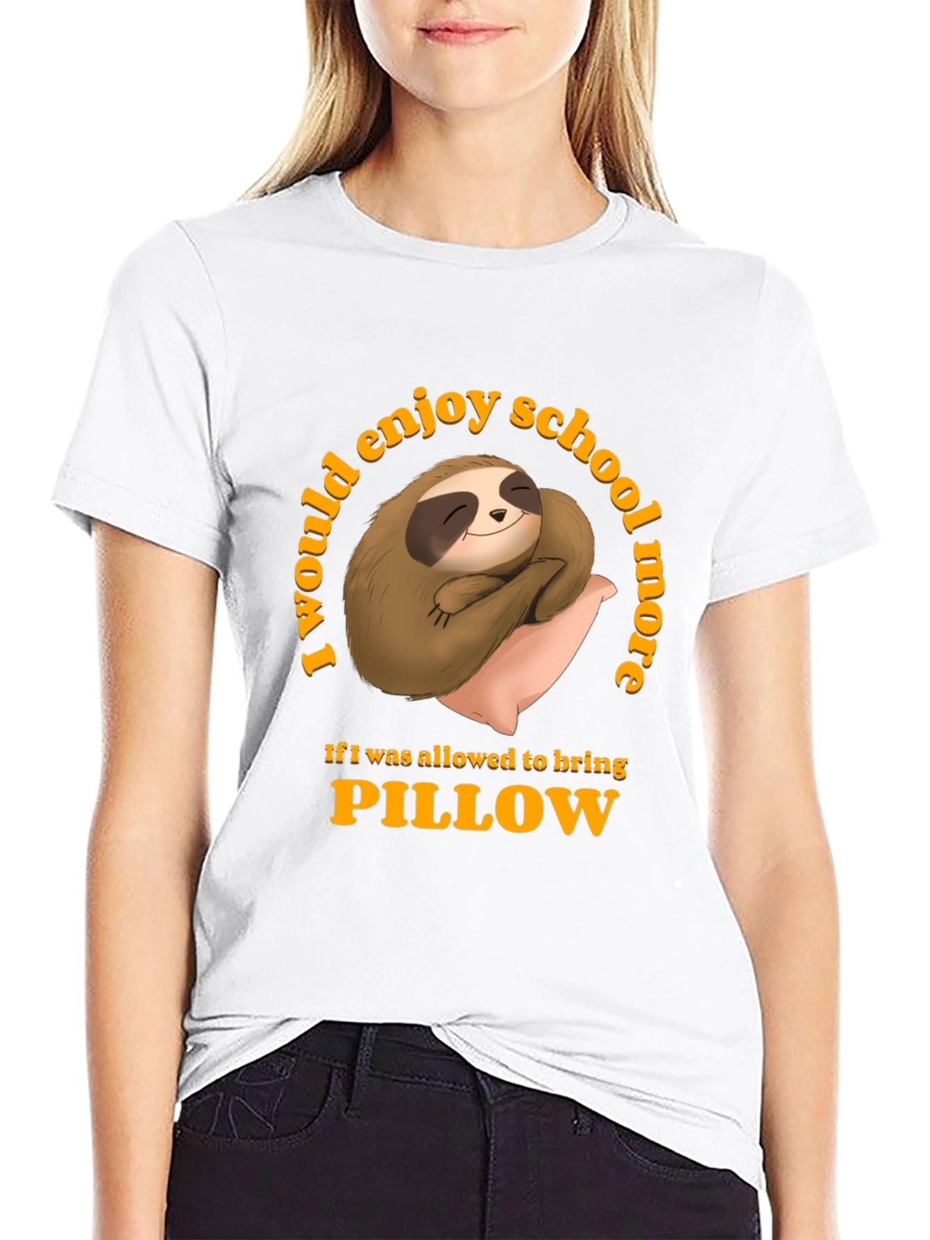Black Sloth Pillow T-Shirt - School Nap Time Tee view 9