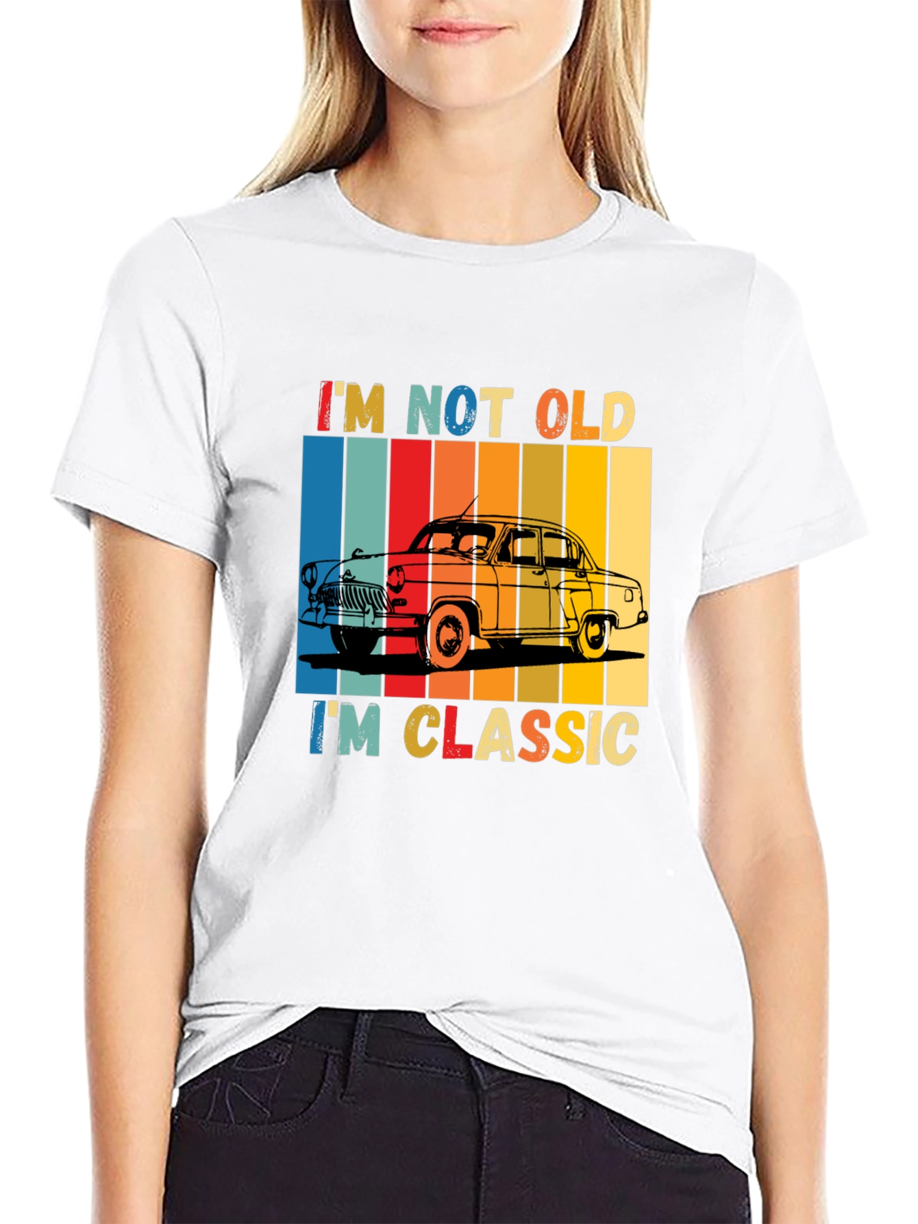 Black Classic Car T-Shirt - "I'm Not Old, I'm Classic" view 9