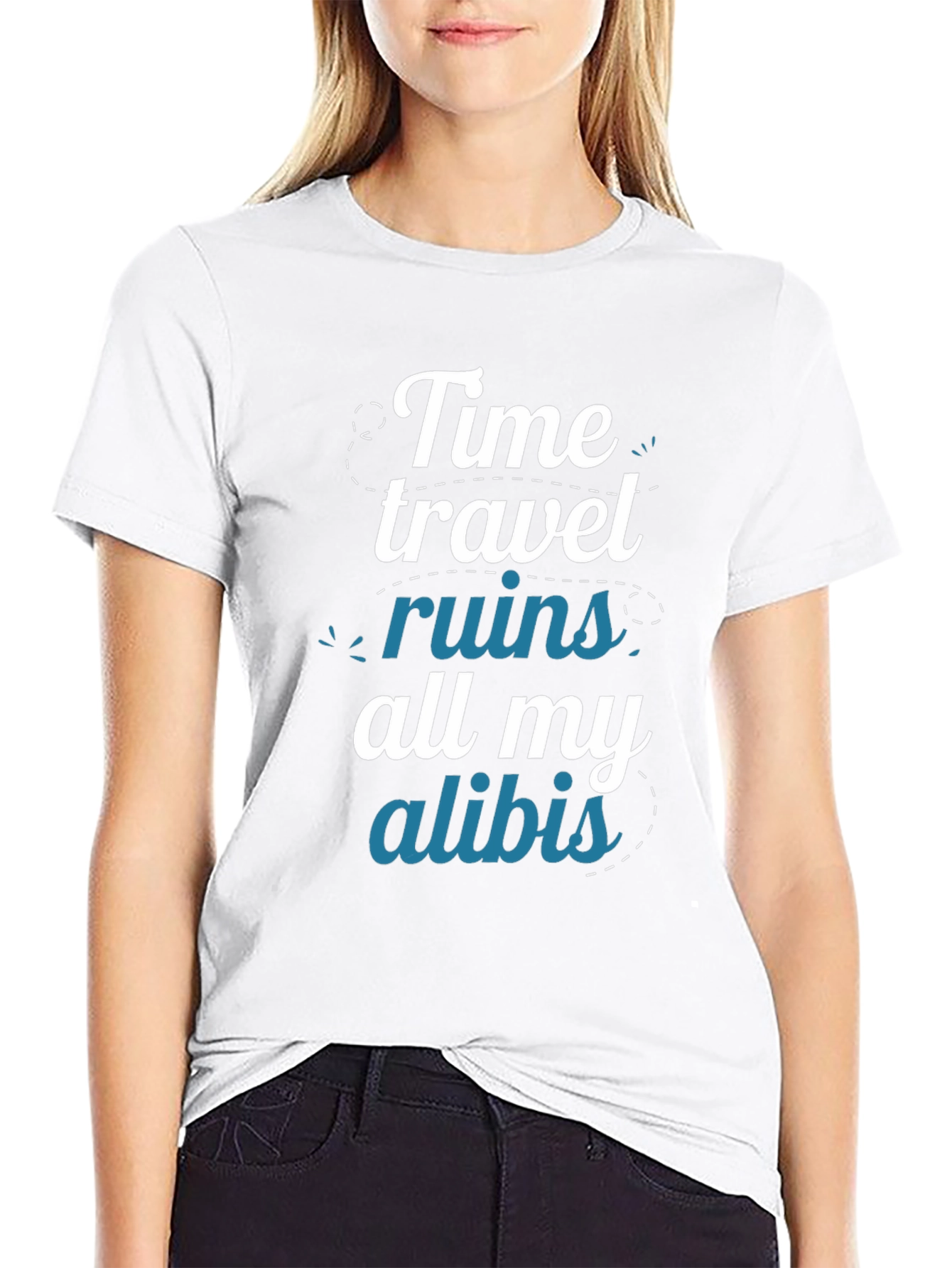 Black Time Travel Ruin Alibi Graphic T-Shirt  view 9