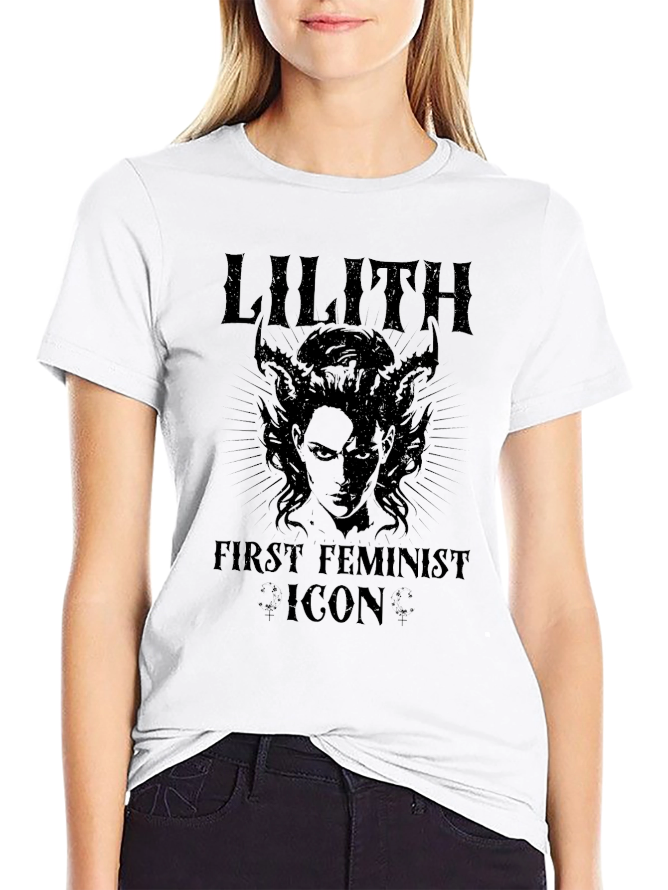 Black Lilith First Feminist Icon Graphic Tee - Black view 9