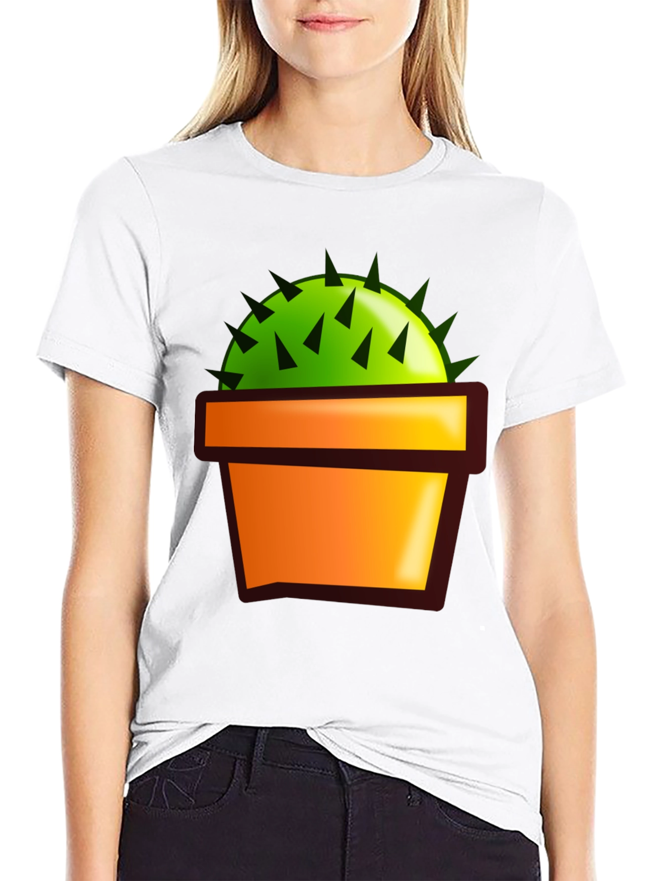 Black Cactus in Pot Graphic T-Shirt - Black view 9