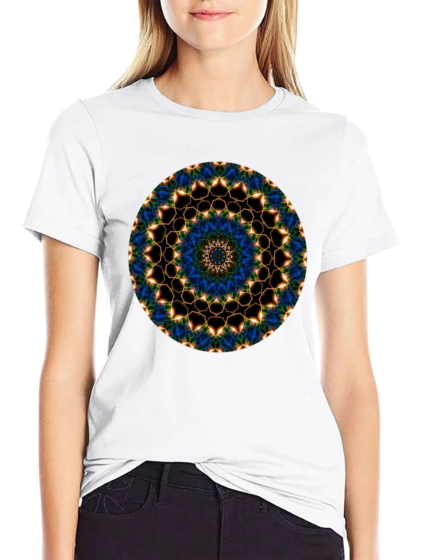 Black Mandala Graphic Tee - Black Cotton Blend view 9