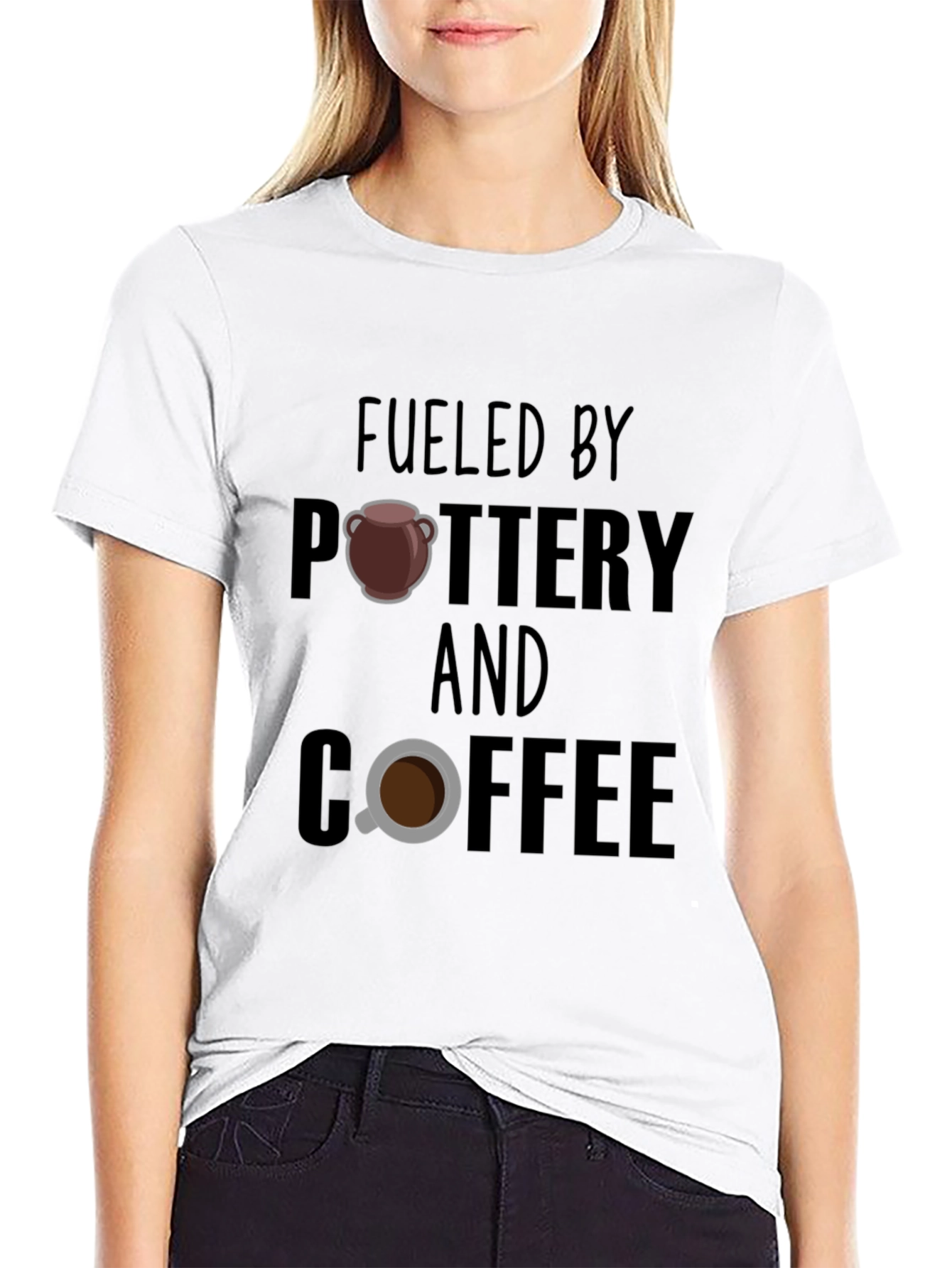 Black Fueled By Pottery and Coffee Graphic T-Shirt view 9