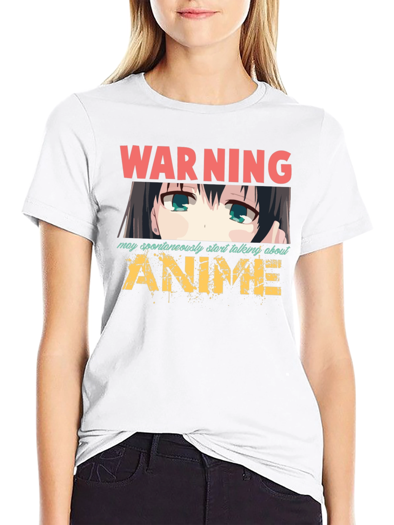 Black Warning Anime T-Shirt view 9