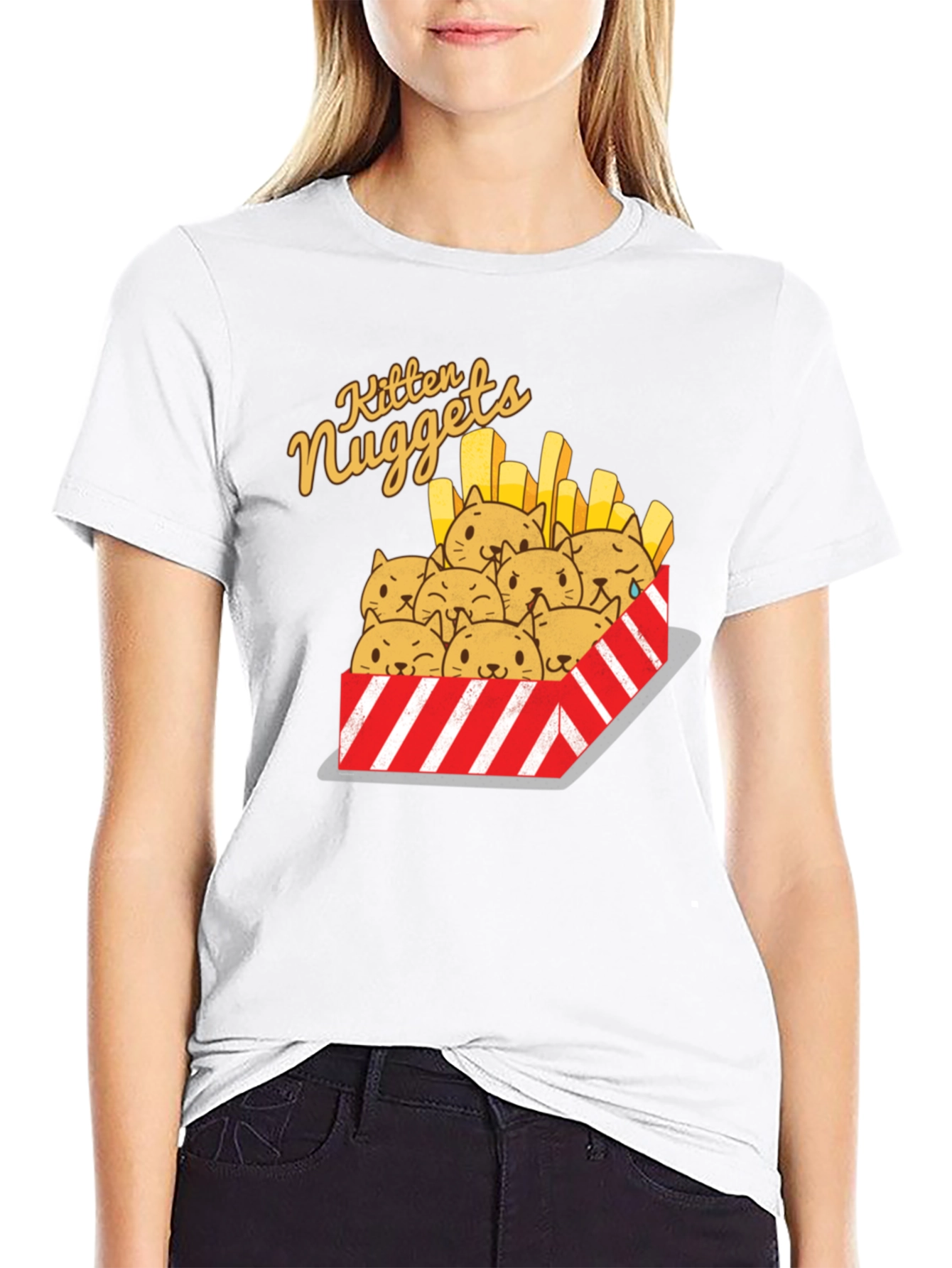 Black Kitten Nuggets Graphic T-Shirt view 9