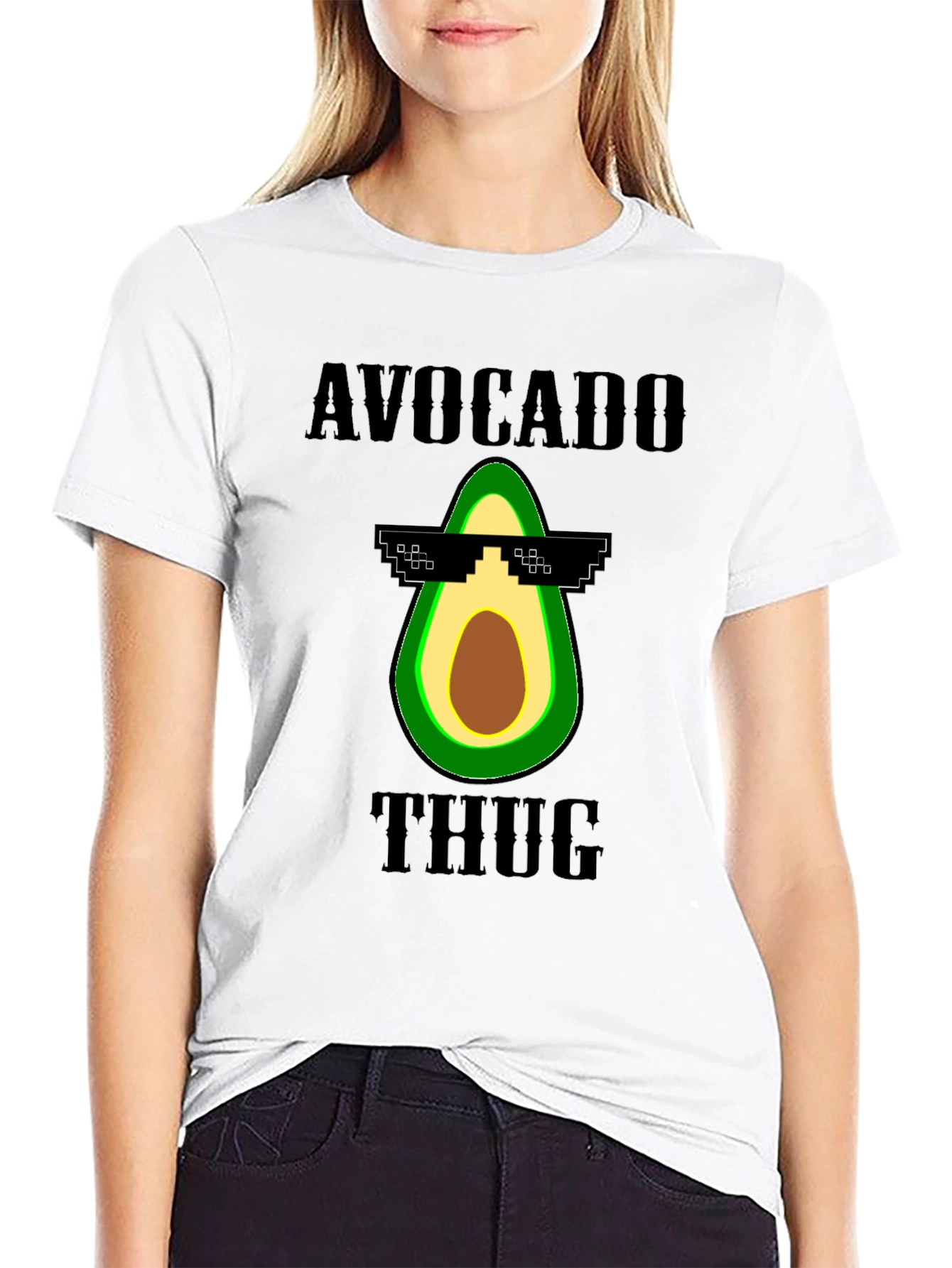 Black Avocado Thug Life Graphic Tee - Funny Novelty T-Shirt view 9
