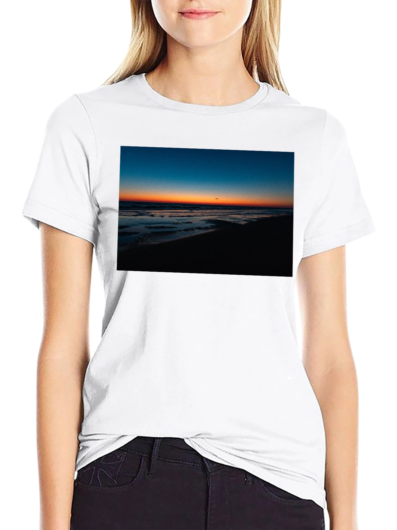 Black Sunset Beach Graphic Tee - Comfort Fit Black T-Shirt view 9