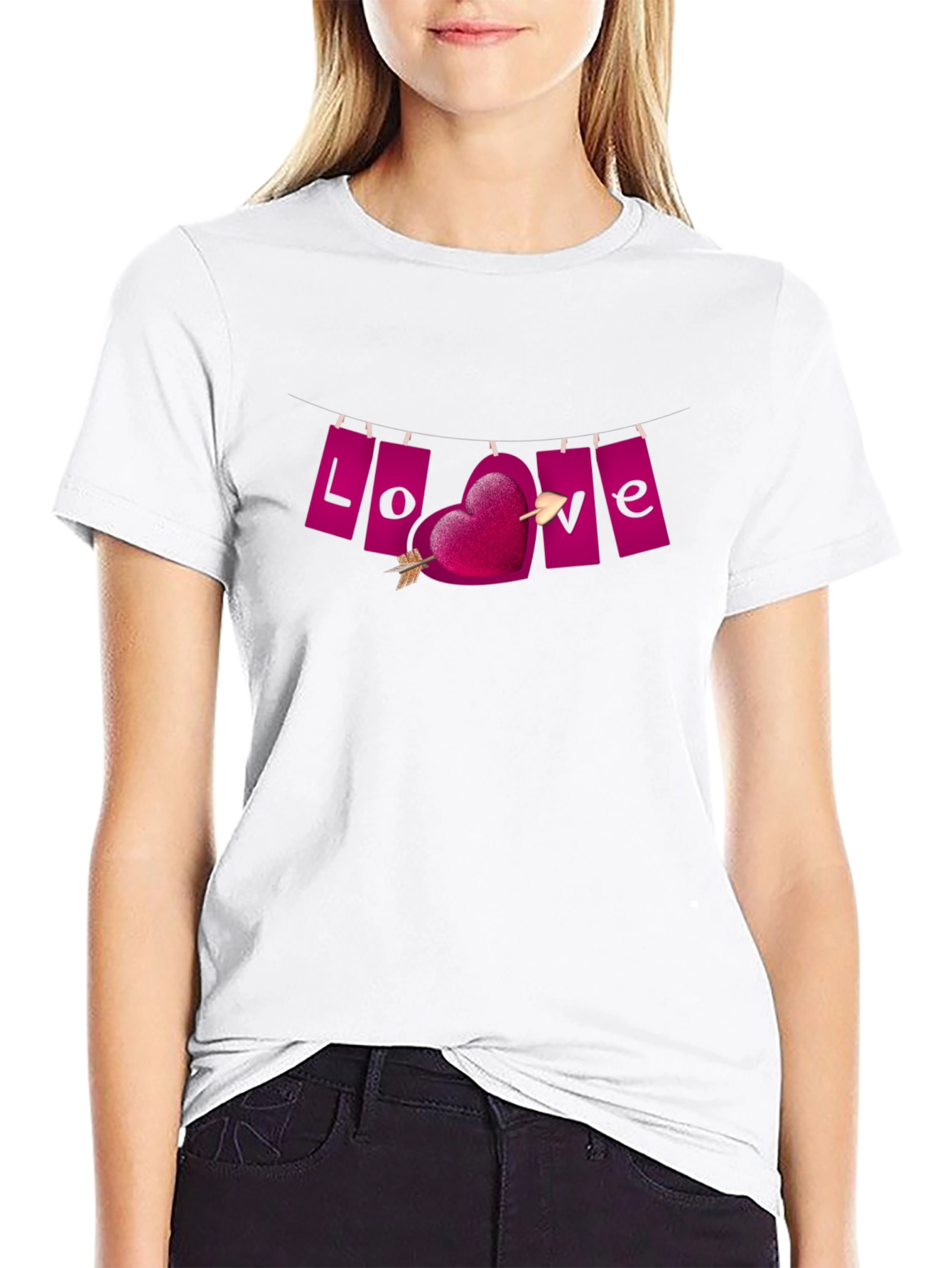 Black Love Arrow Heart T-Shirt - Valentine's Day Tee view 9