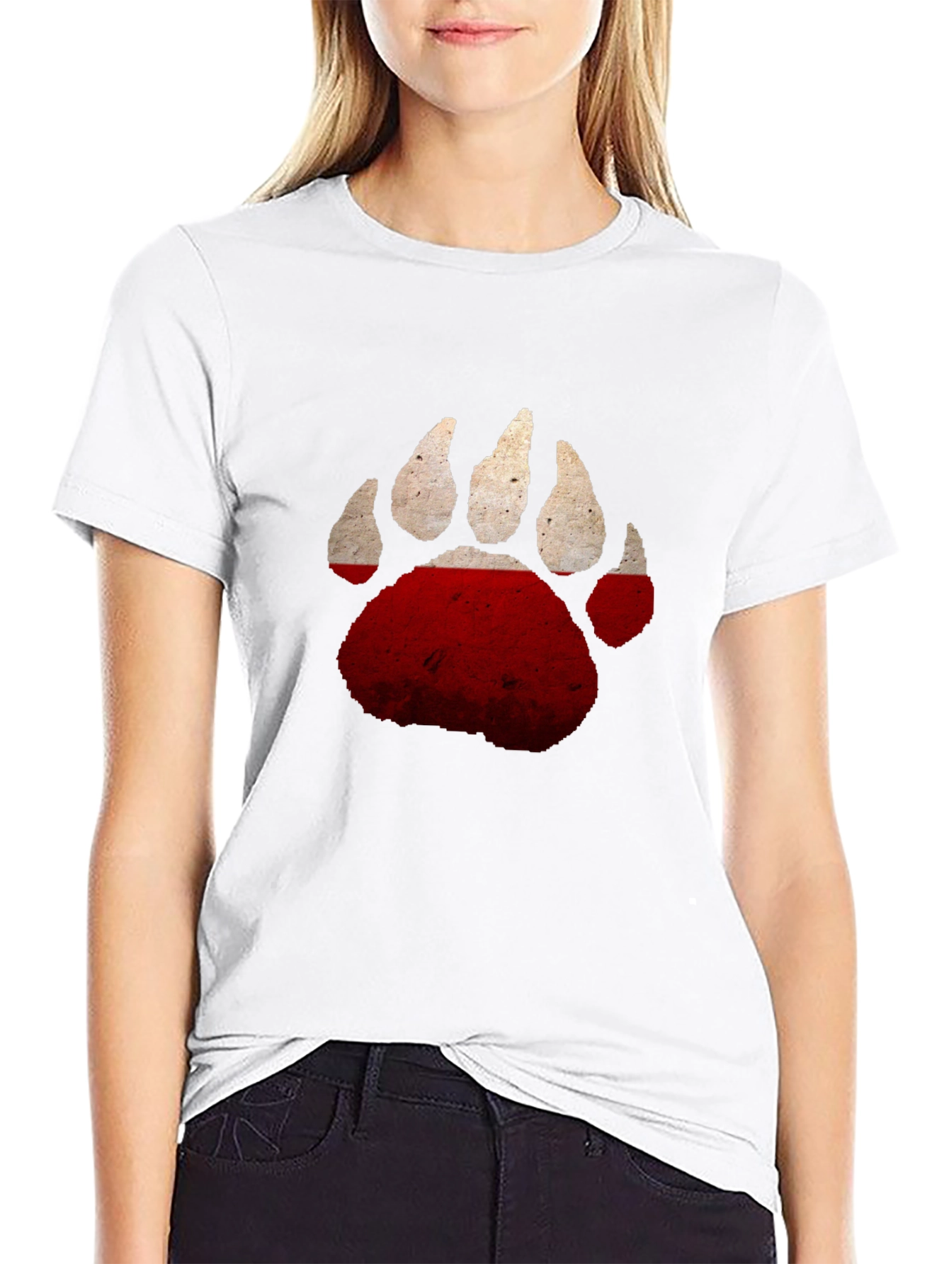 Black Bear Paw Print T-Shirt - Distressed Graphic Tee view 9