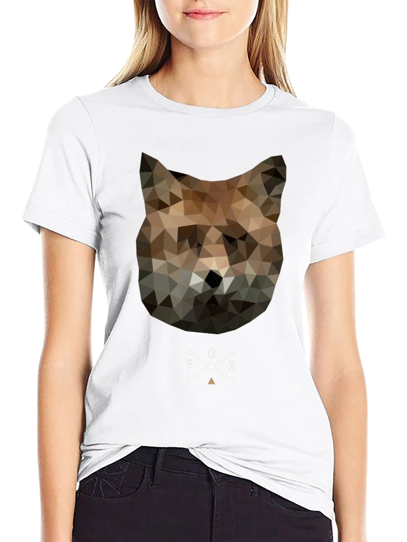 Black Geometric Fox Head Graphic Tee - Unique Men's T-Shirt view 9