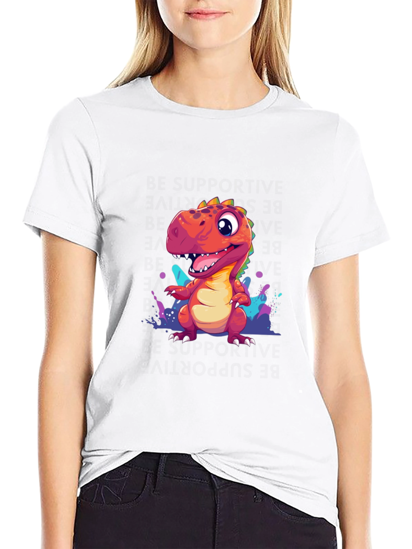 Black Cute Dinosaur T-Shirt - Graphic Tee for Dino Lovers view 9