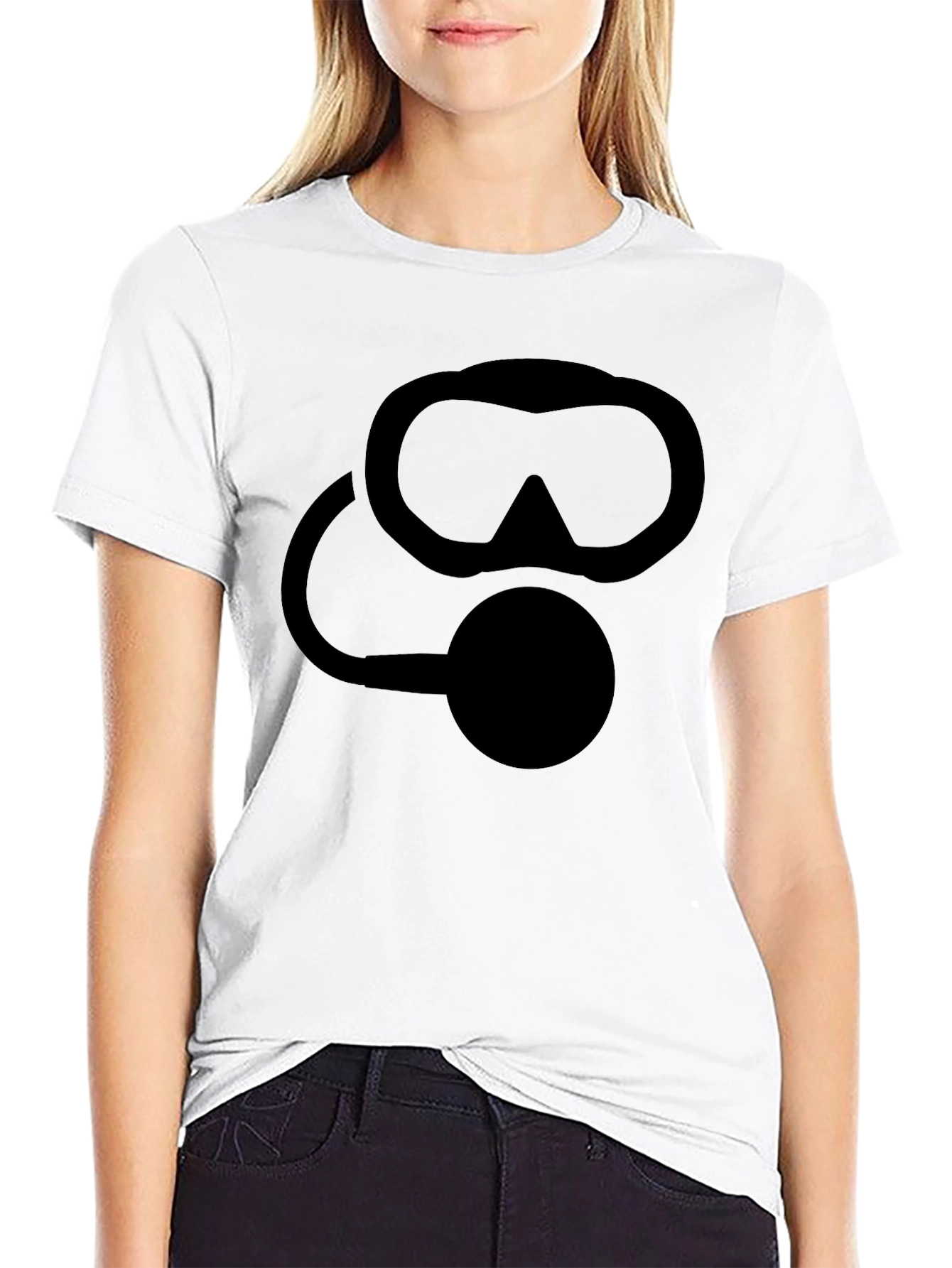 Black Scuba Diver Mask Graphic T-Shirt - Black view 9