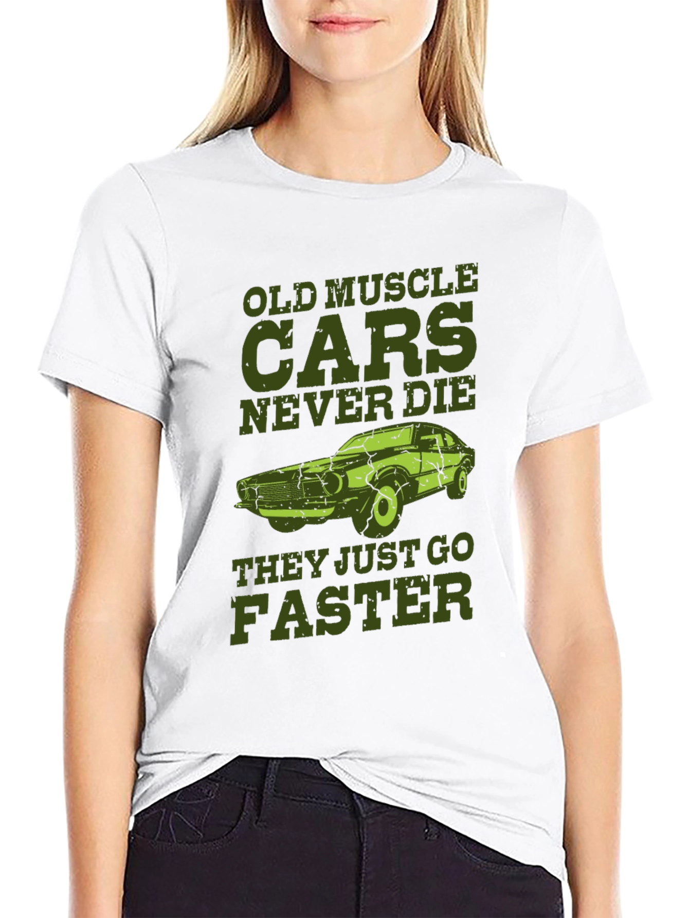 Black Old Muscle Cars Never Die Men's T-Shirt view 9