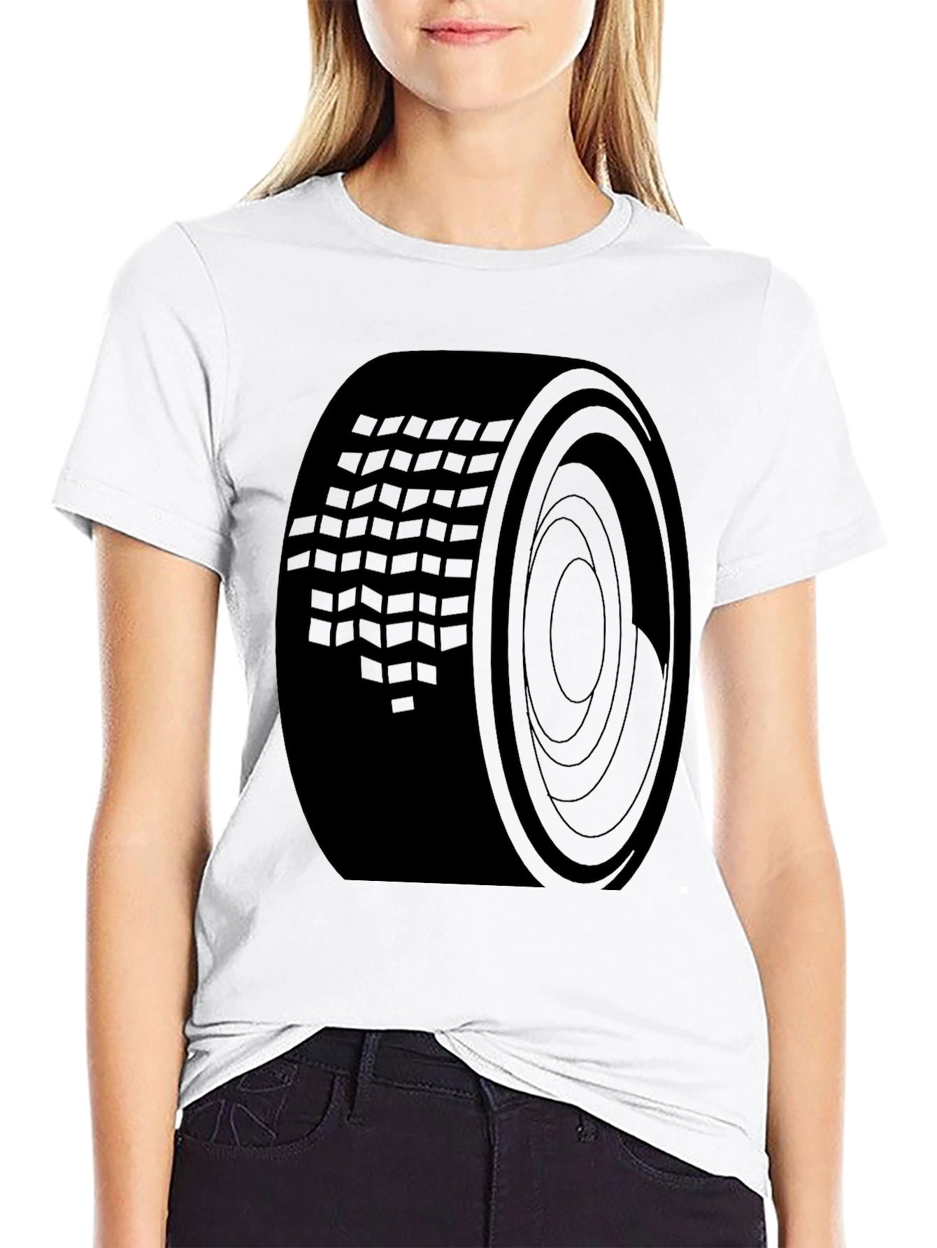Black Black Tire Tread Graphic Tee - Modern Style view 9