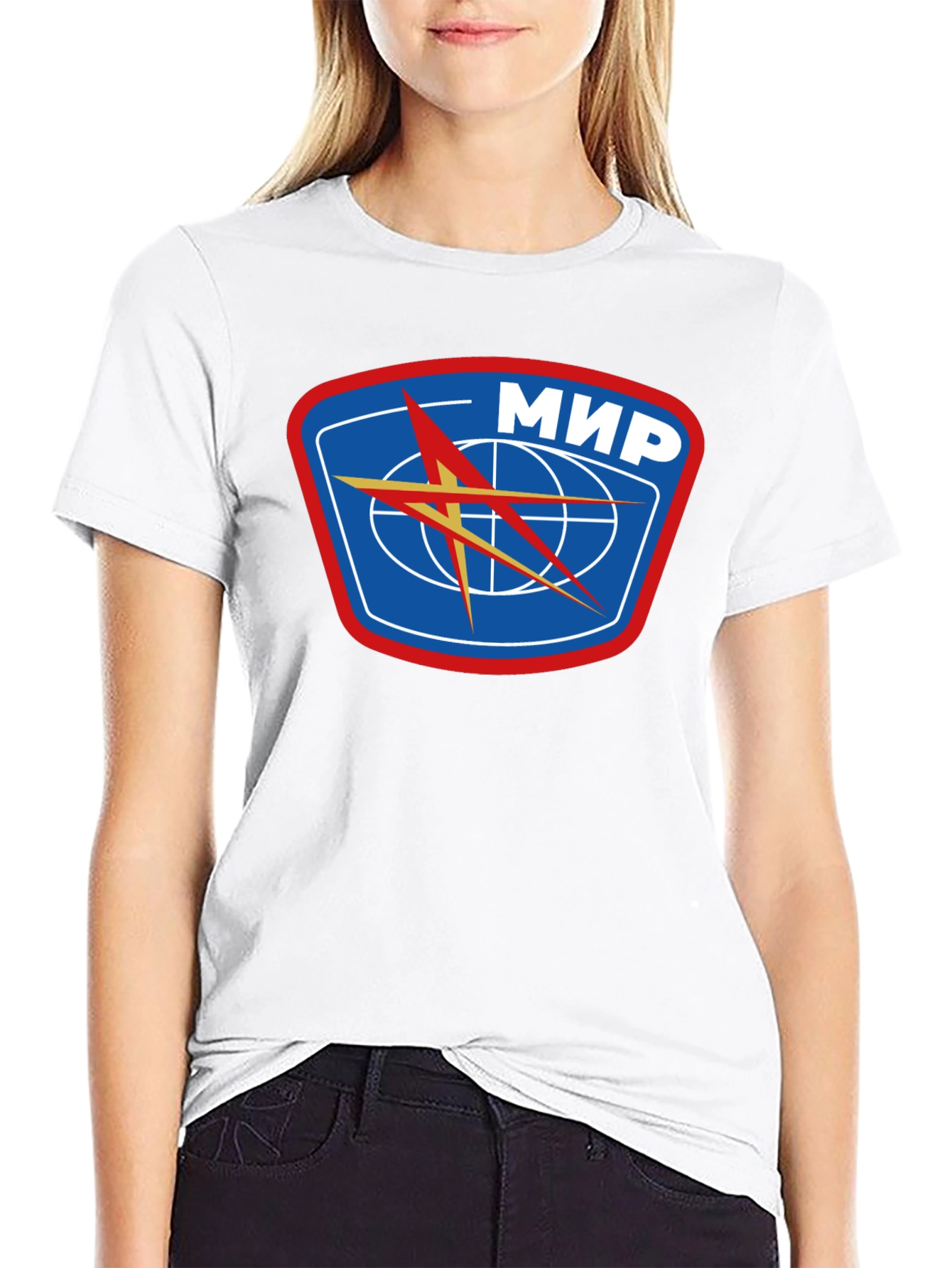 Black Retro MIR Space Station Black T-Shirt view 9