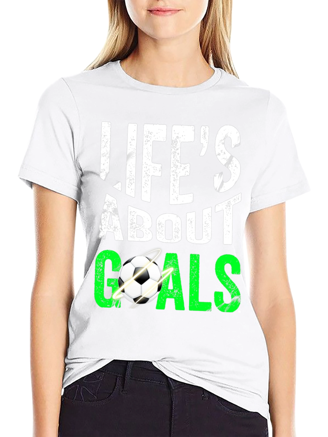Black Life's About Goals Soccer Graphic T-Shirt view 9