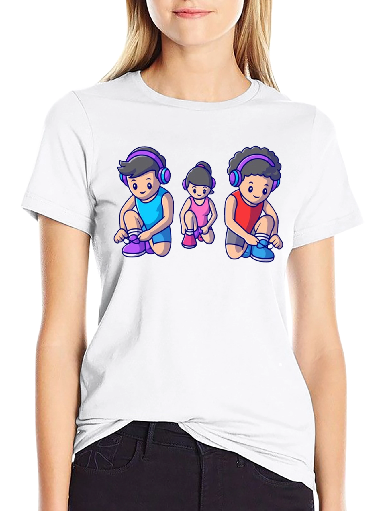 Black Cartoon Family Black T-Shirt view 9