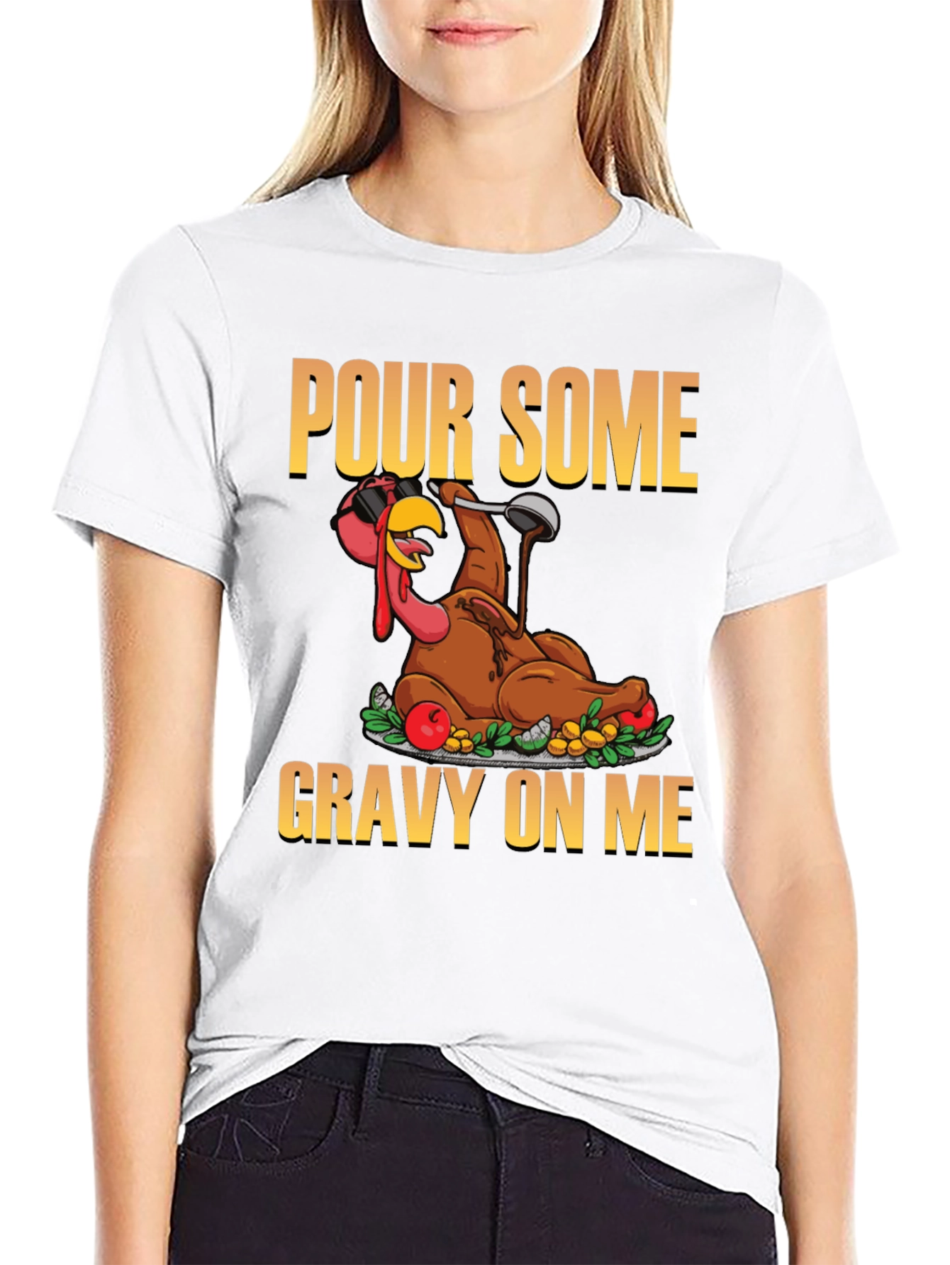 Black Pour Some Gravy On Me T-Shirt view 9
