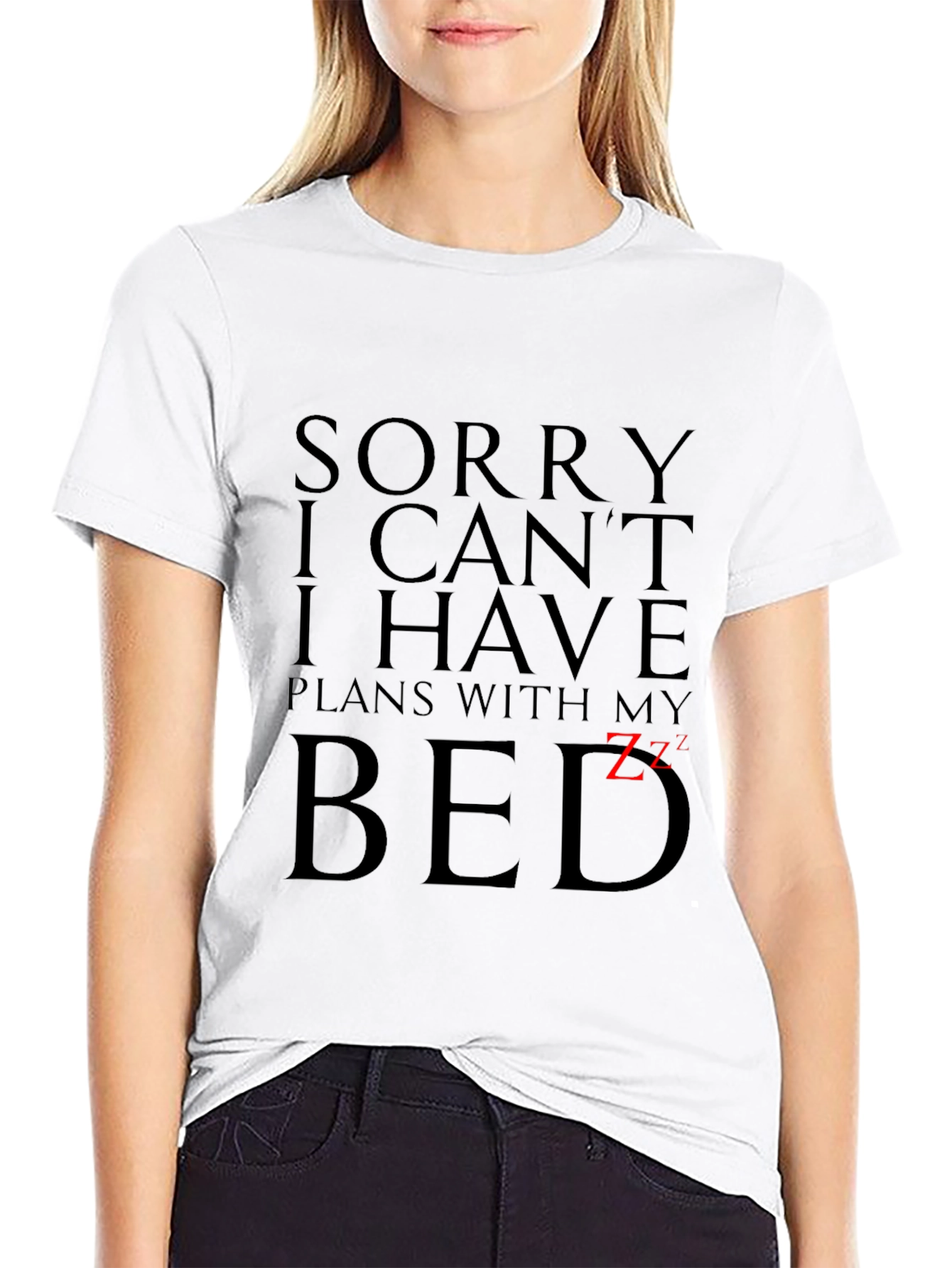 Black Funny "Plans With My Bed" Graphic Tee view 9