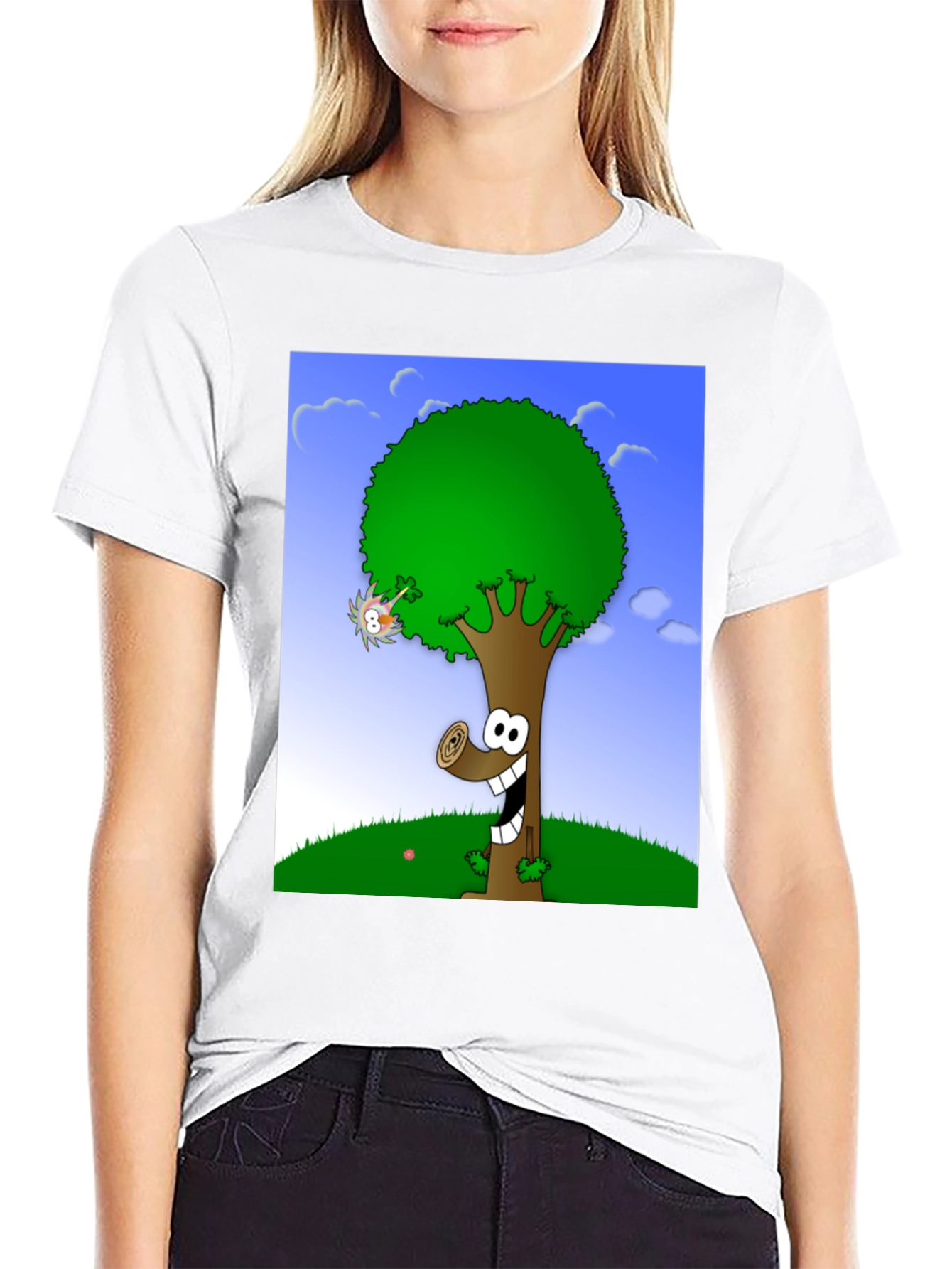 Black Cartoon Tree Graphic Tee view 9
