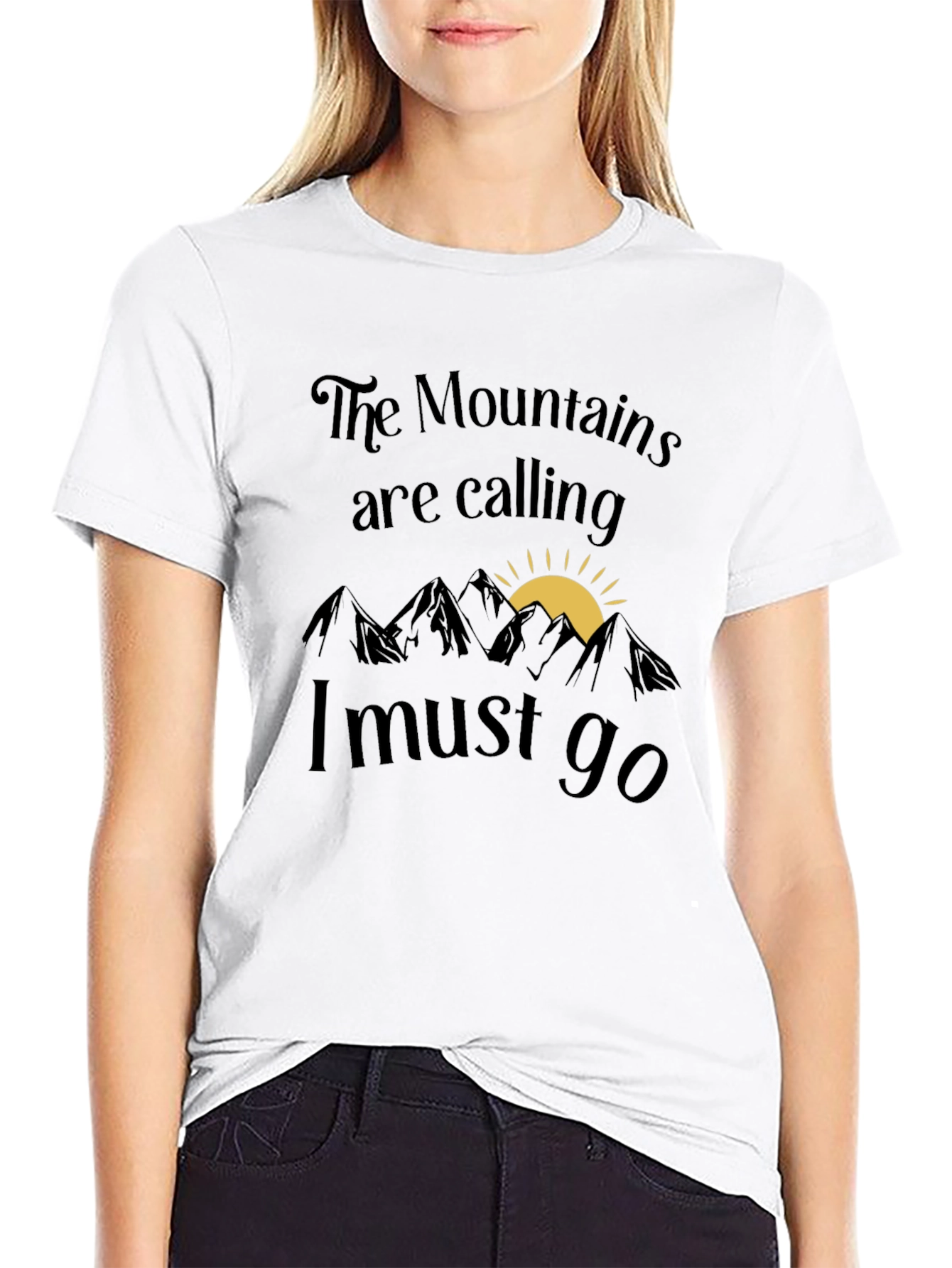 Black Mountain Calling Black T-Shirt Adventure Awaits view 9