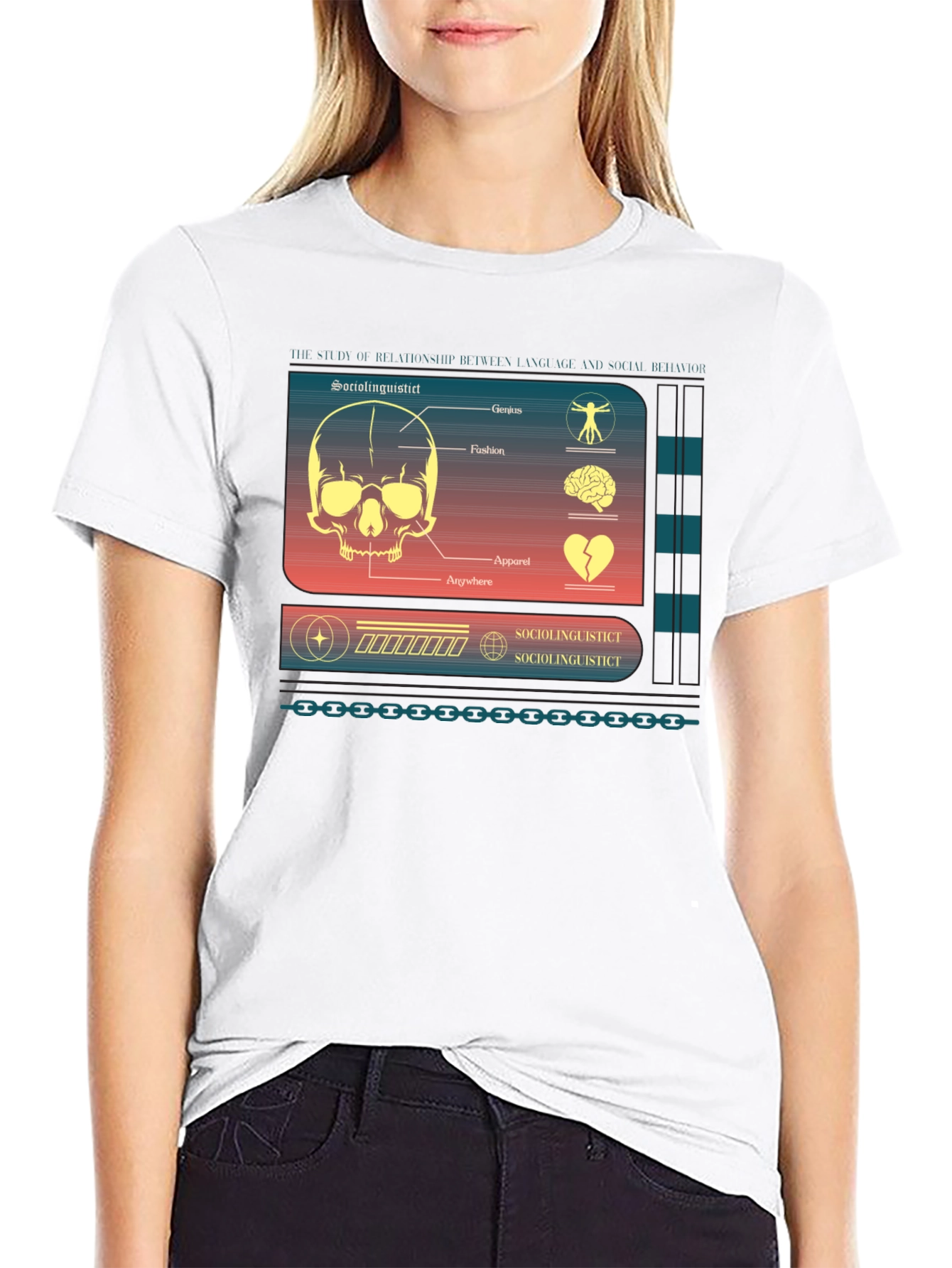 Black Sociolinguistic Diagram Graphic T-Shirt view 9