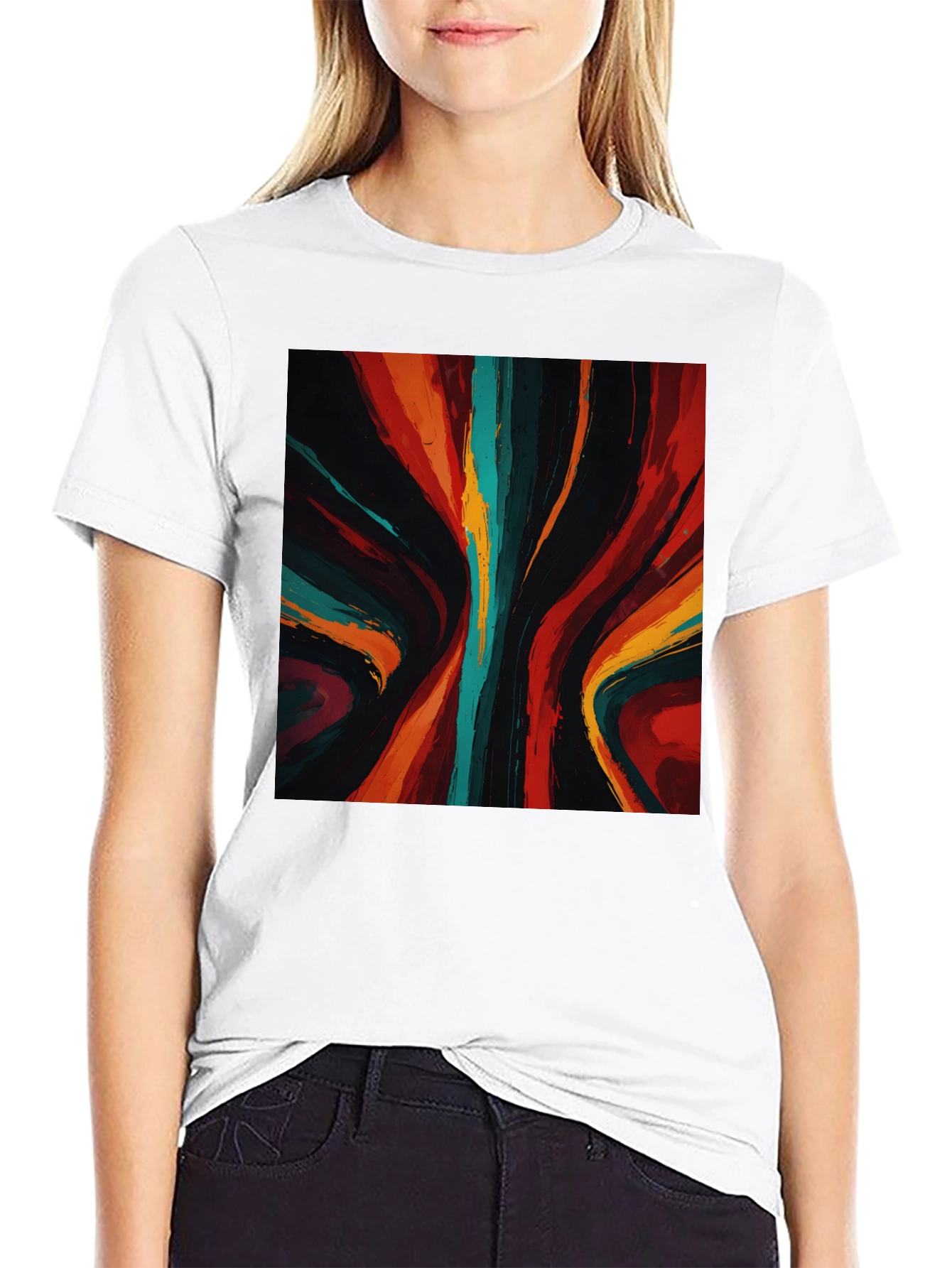 Black Abstract Art Graphic Tee - Bold Black Shirt view 9