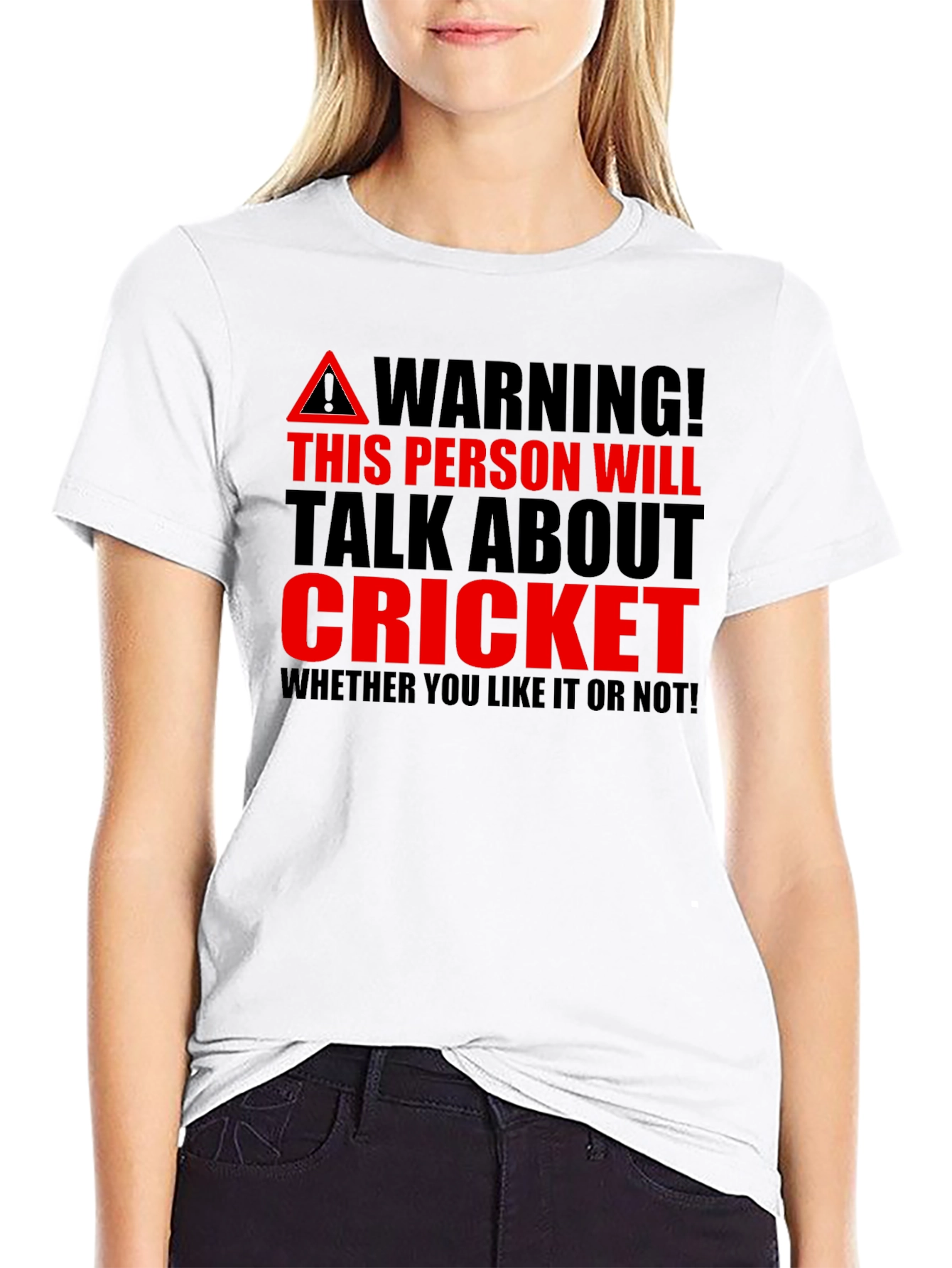 Black Cricket Fan Warning T-Shirt - Talk About Cricket view 9