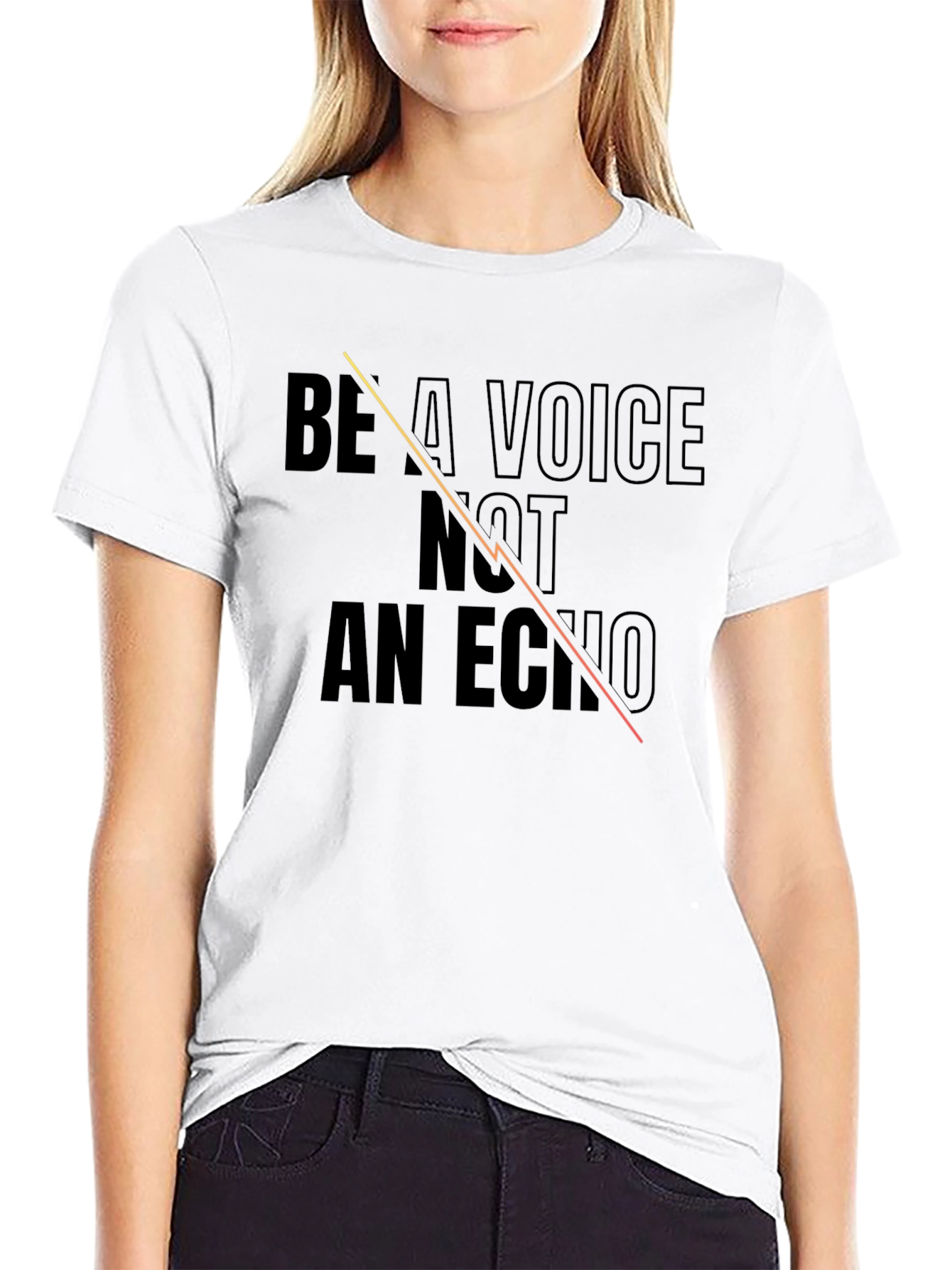 Black Be A Voice Not An Echo Graphic T-Shirt view 9