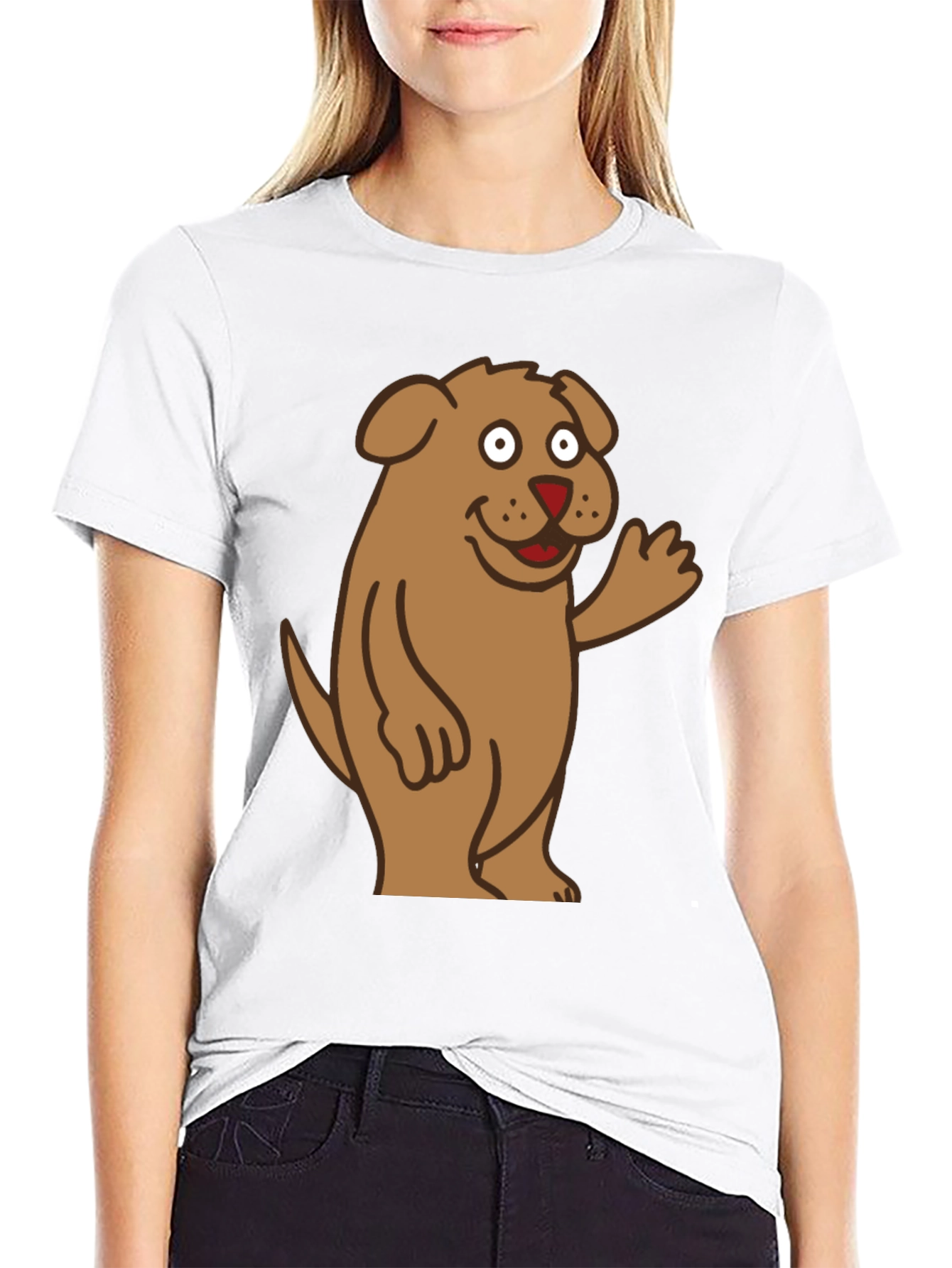 Black Funny Dog Cartoon Black T-Shirt view 9