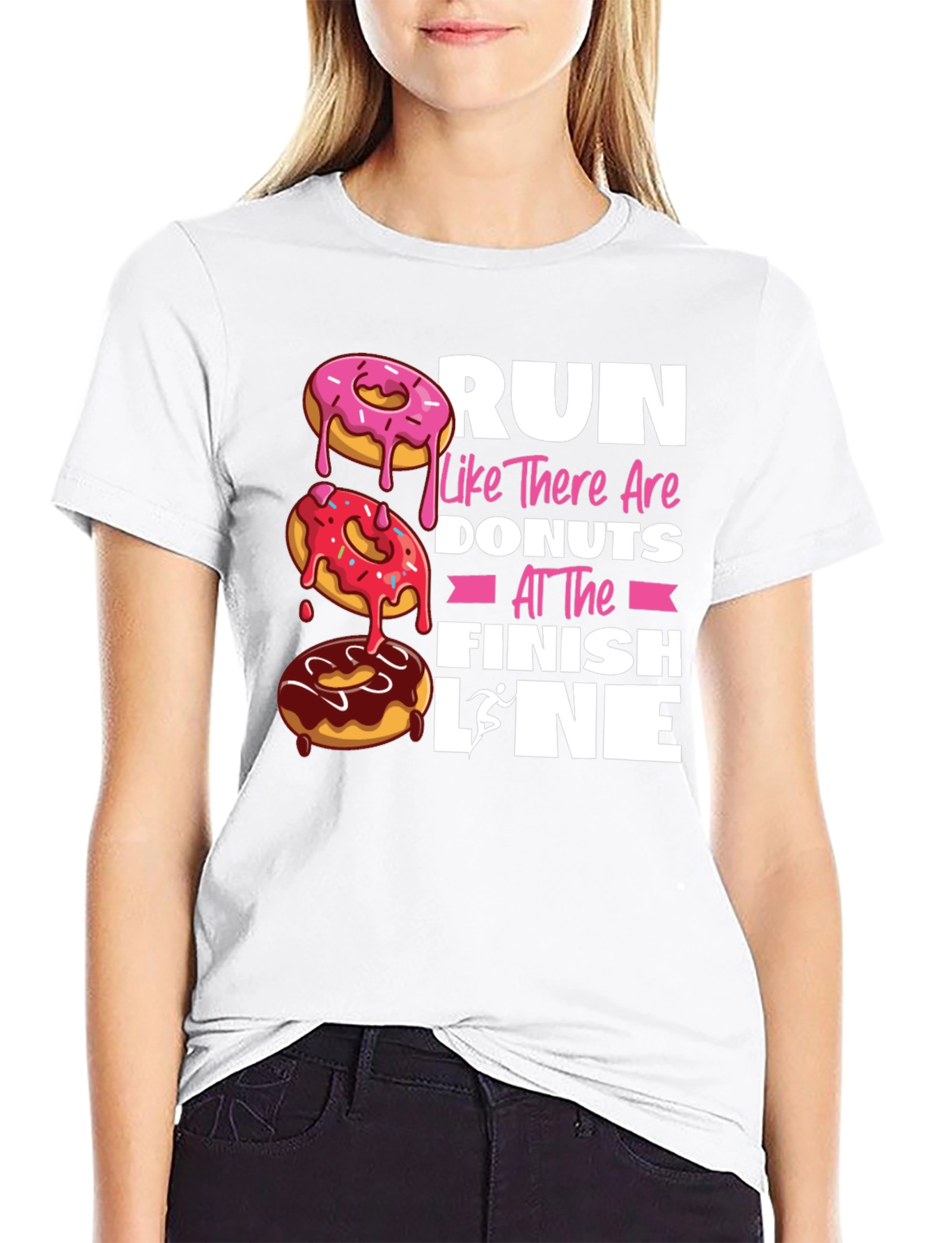 Black Run for Donuts T-Shirt - Funny Fitness Apparel view 9