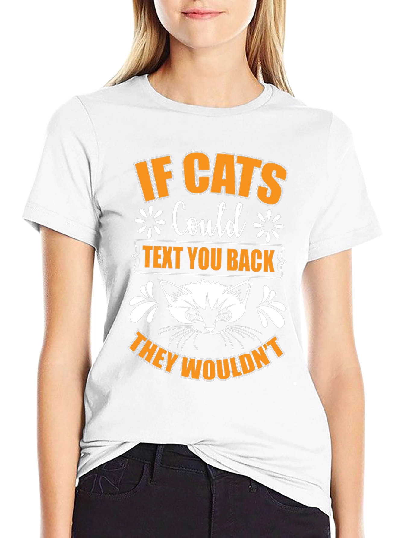 Black If Cats Could Text Black Graphic T-Shirt view 9