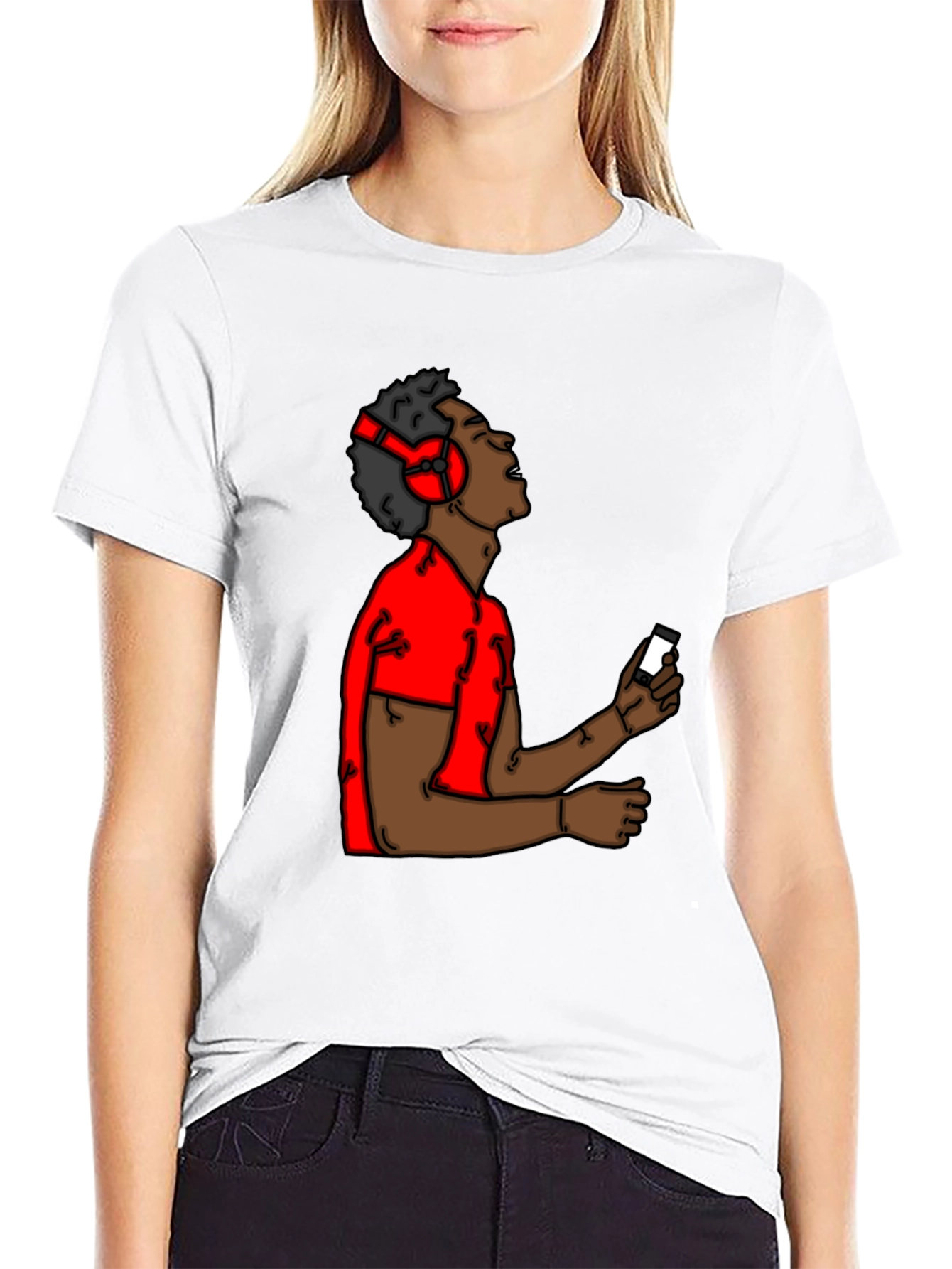 Black Cartoon Music Lover Black T-Shirt view 9