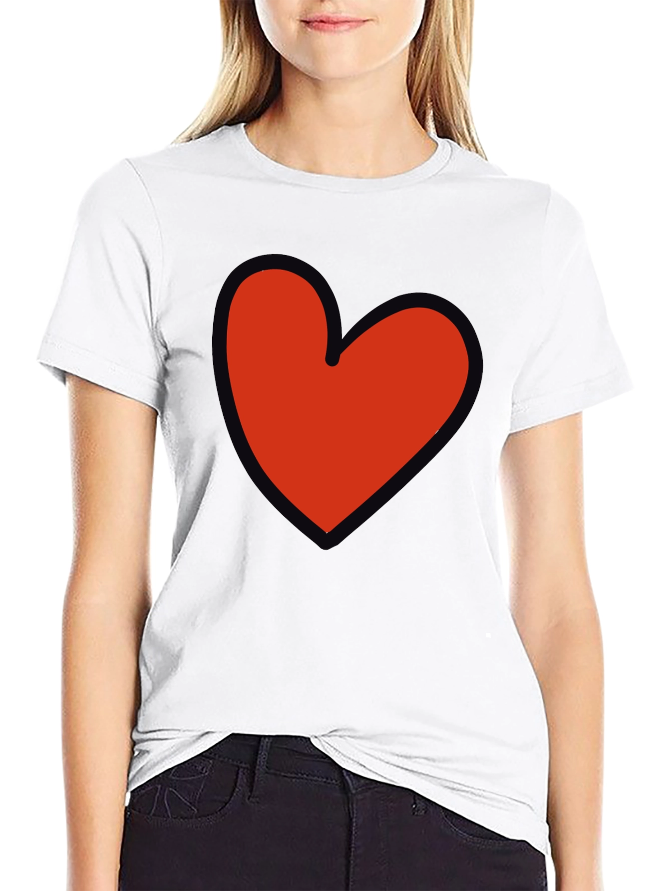 Black Heart Graphic T-Shirt - Black Casual Tee view 9