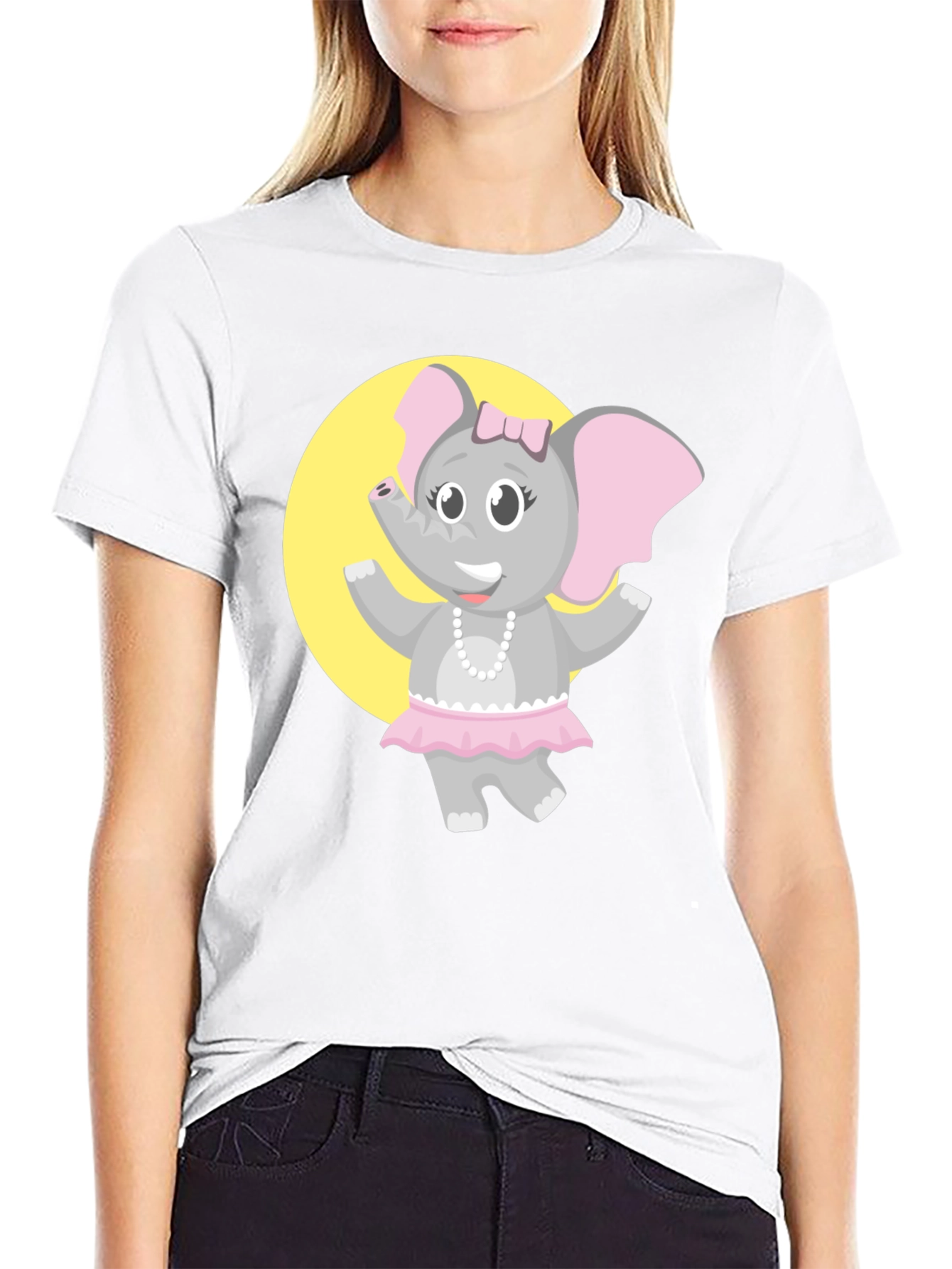 Black Elephant Ballerina T-Shirt - Fun Cartoon Design view 9