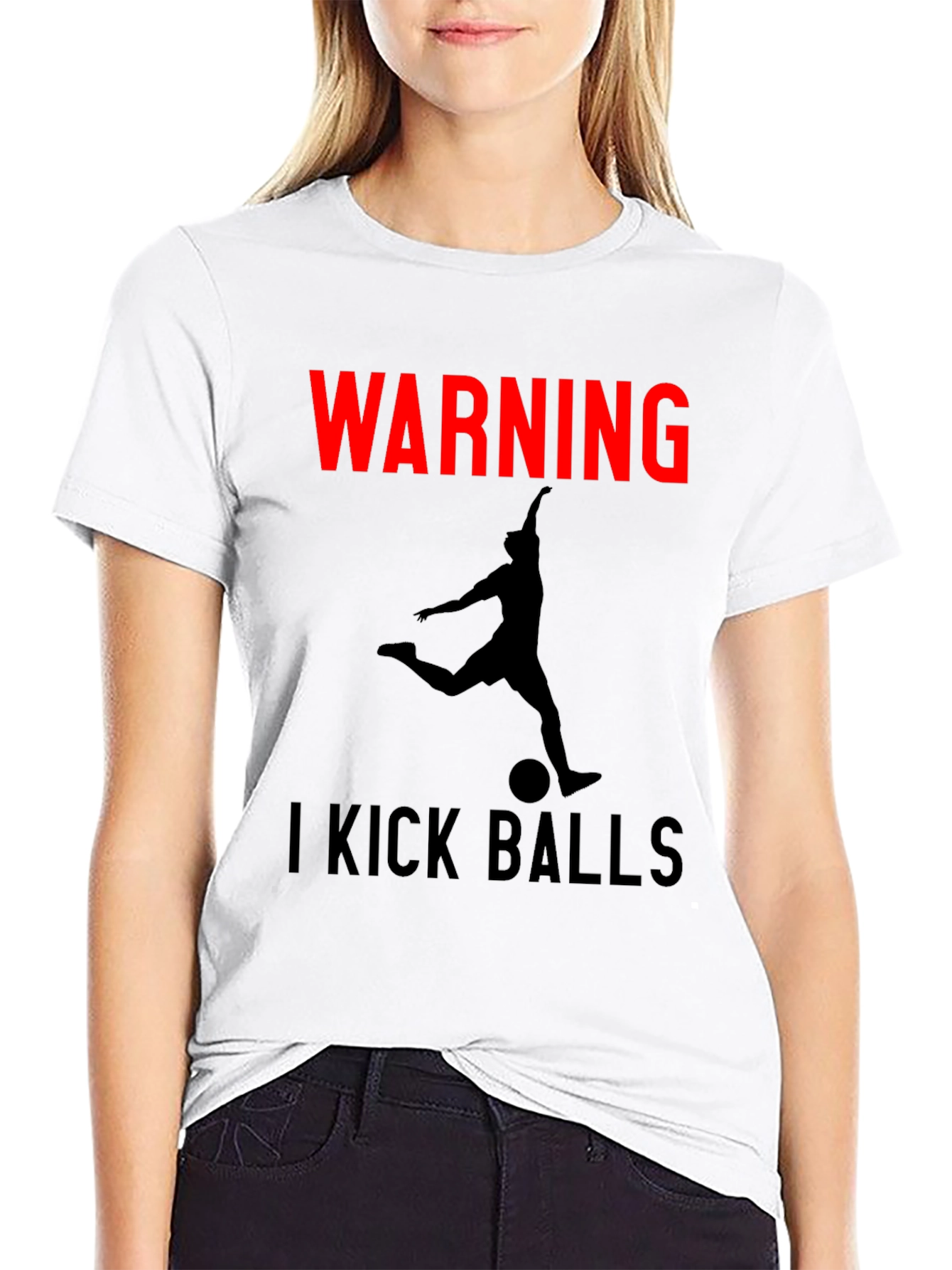 Black Warning: I Kick Balls Graphic T-Shirt - Soccer Inspired view 9
