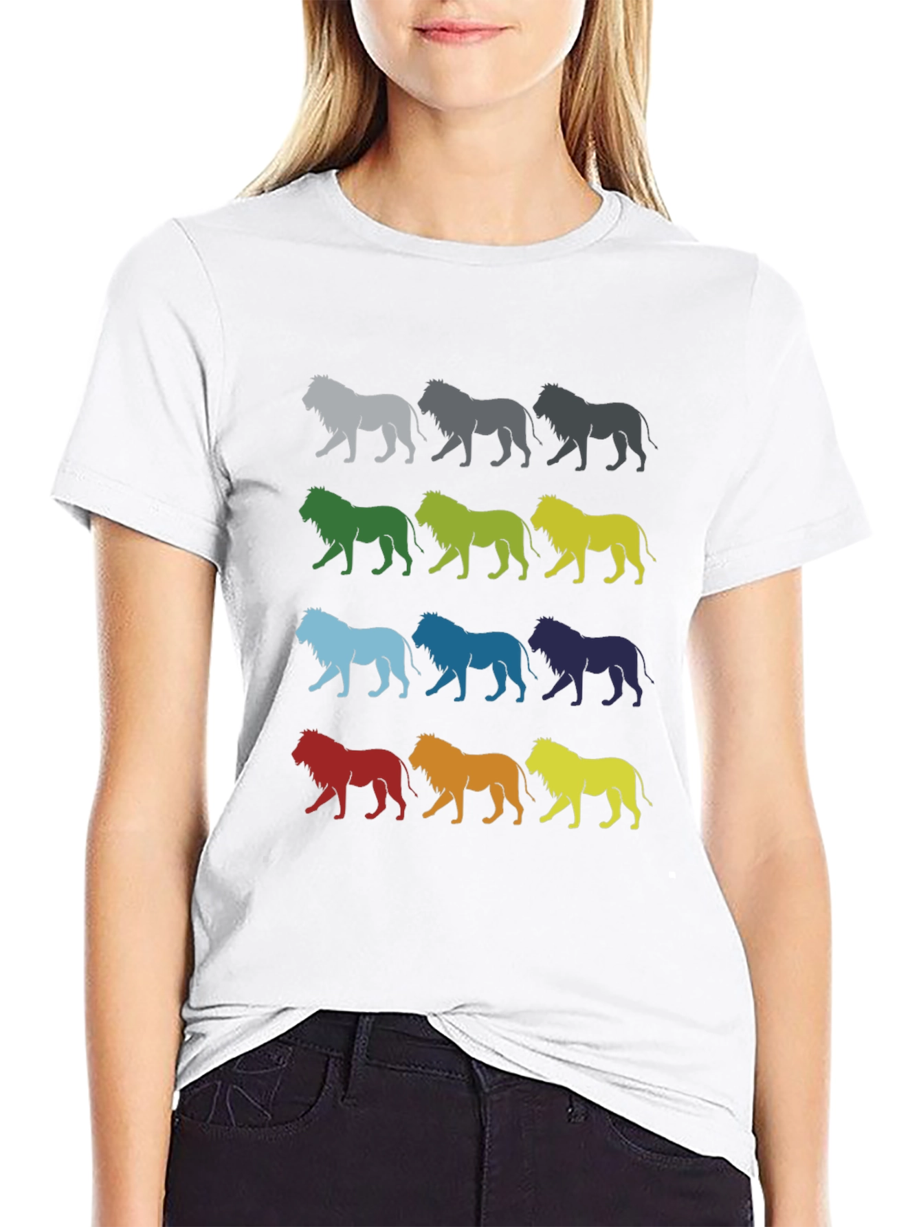 Black Colorful Lion Graphic Tee - Unique Design view 9