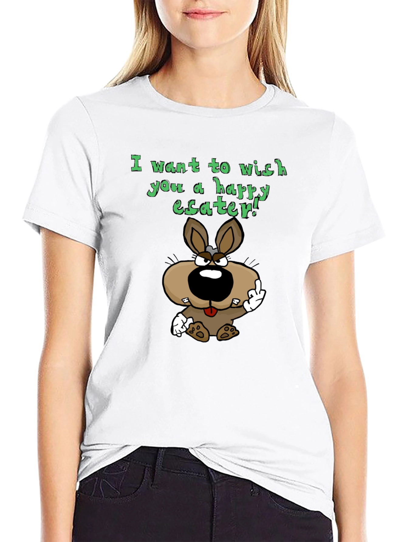 Black Happy Easter Bunny Graphic T-Shirt view 9