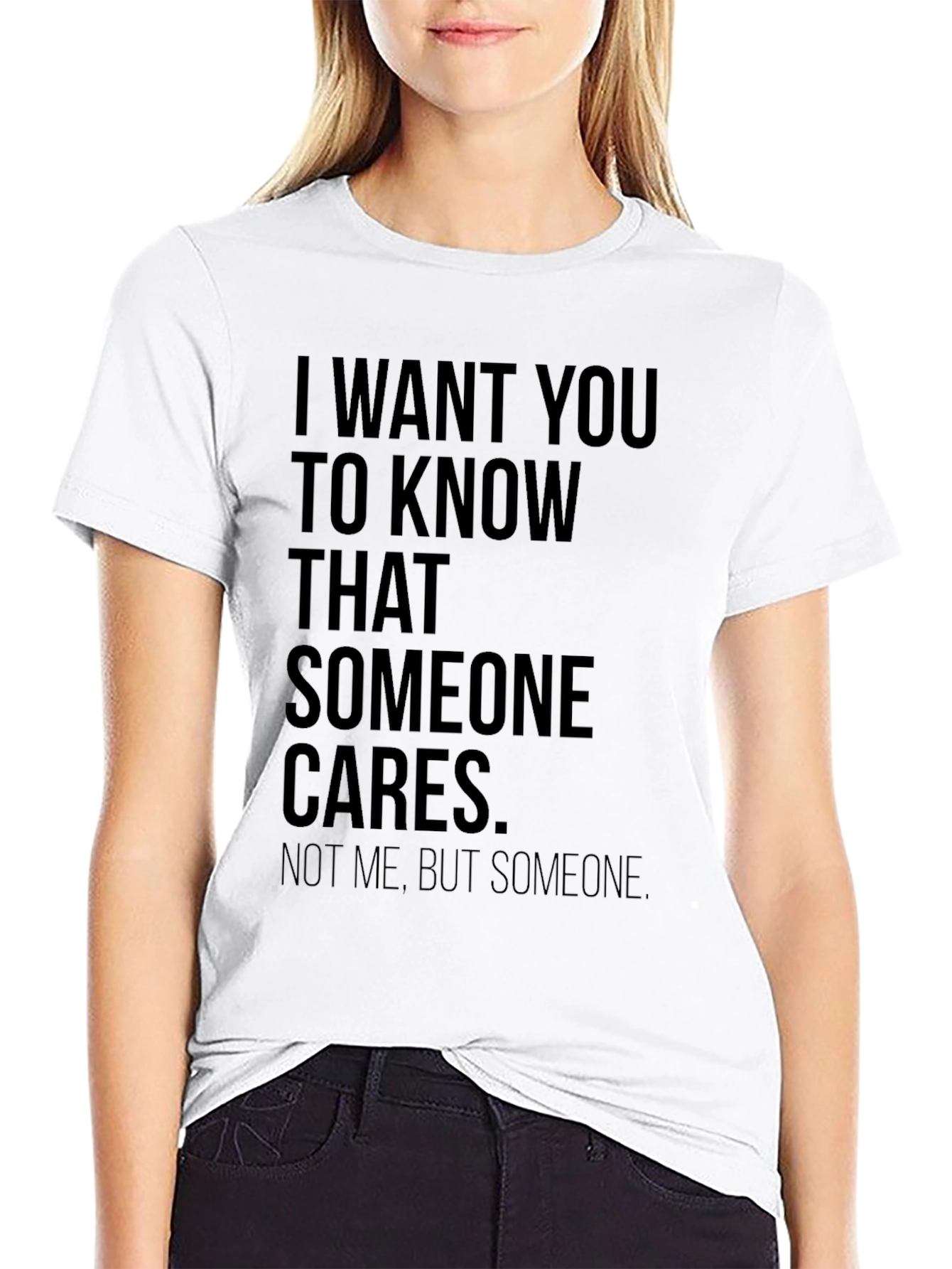 Black Someone Cares Sarcastic T-Shirt view 9