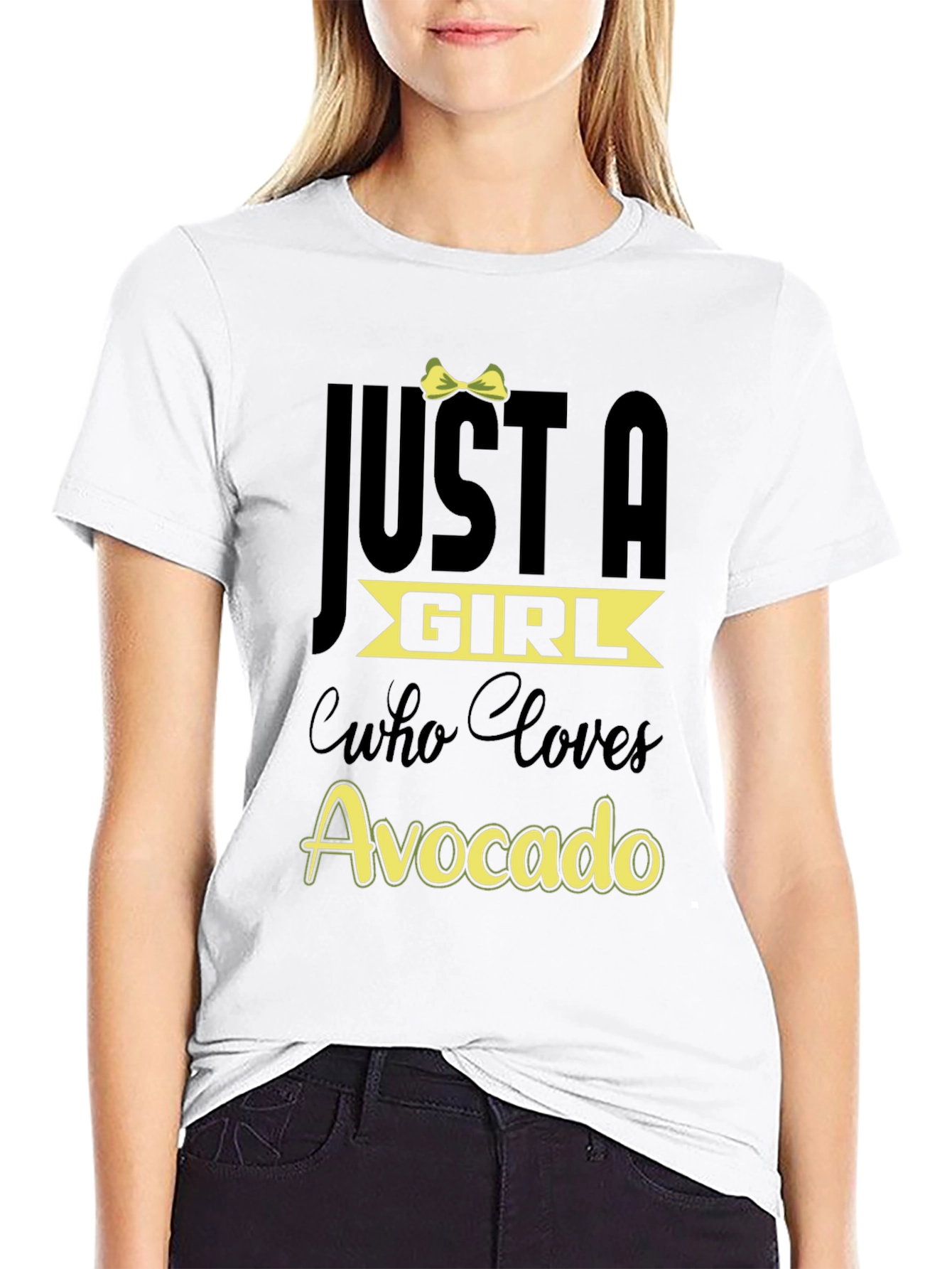 Black Just a Girl Who Loves Avocado T-Shirt view 9