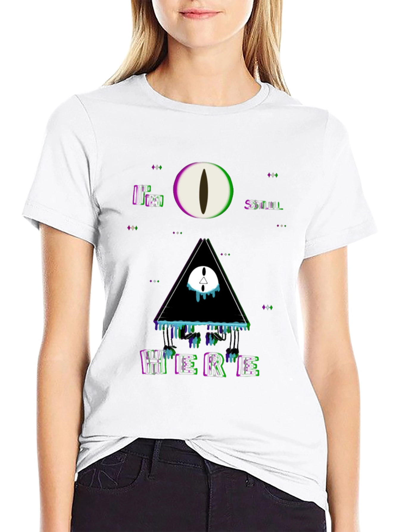 Black Surreal Graphic Print Tee - "I'm Still Here" view 9