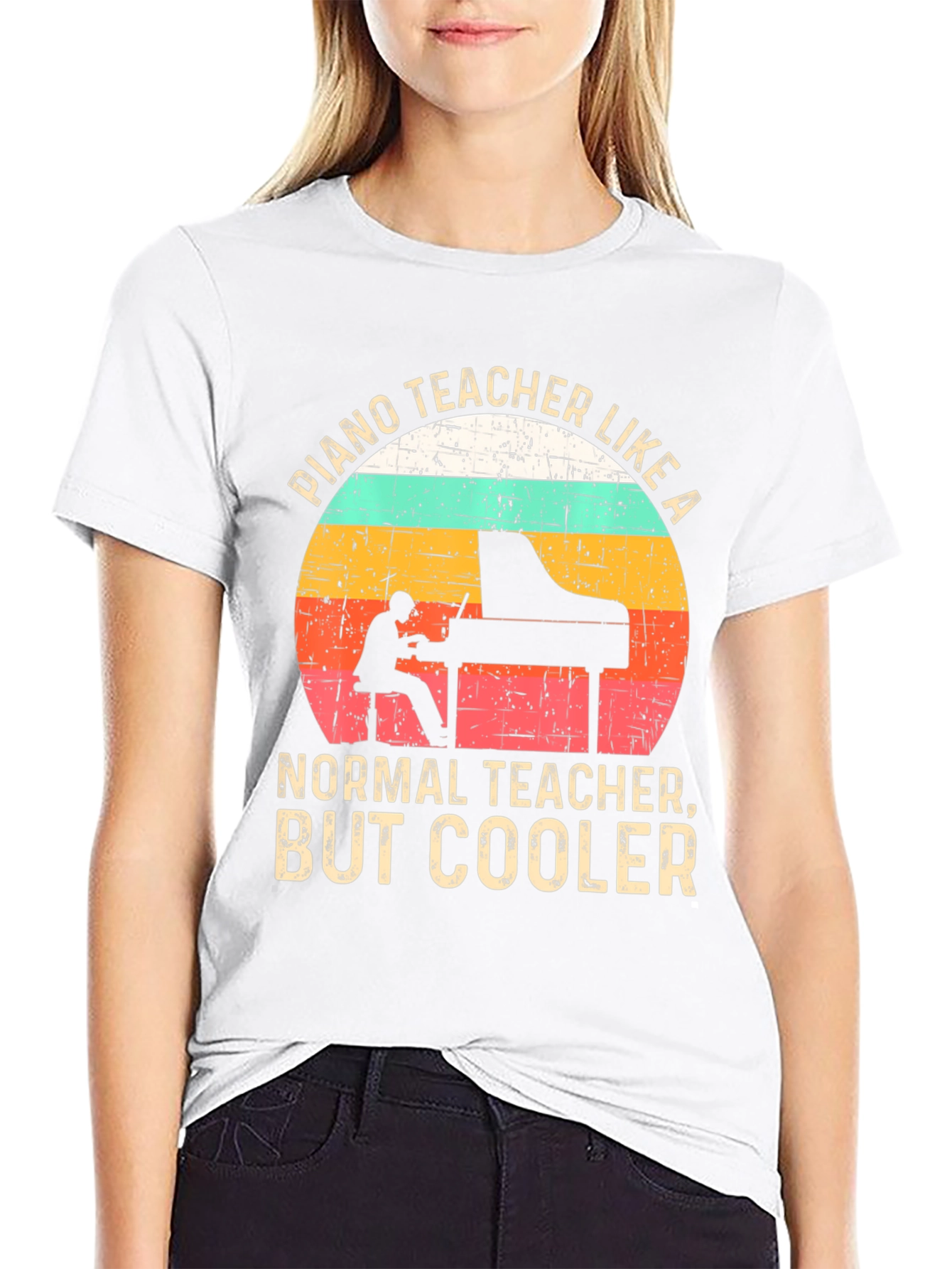 Black Cool Piano Teacher T-Shirt view 9