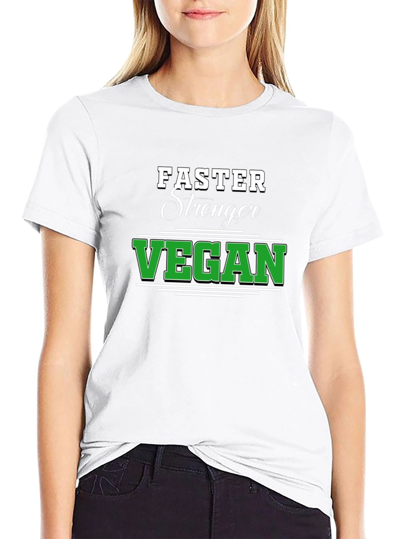 Black Faster Stronger Vegan Black T-Shirt view 9