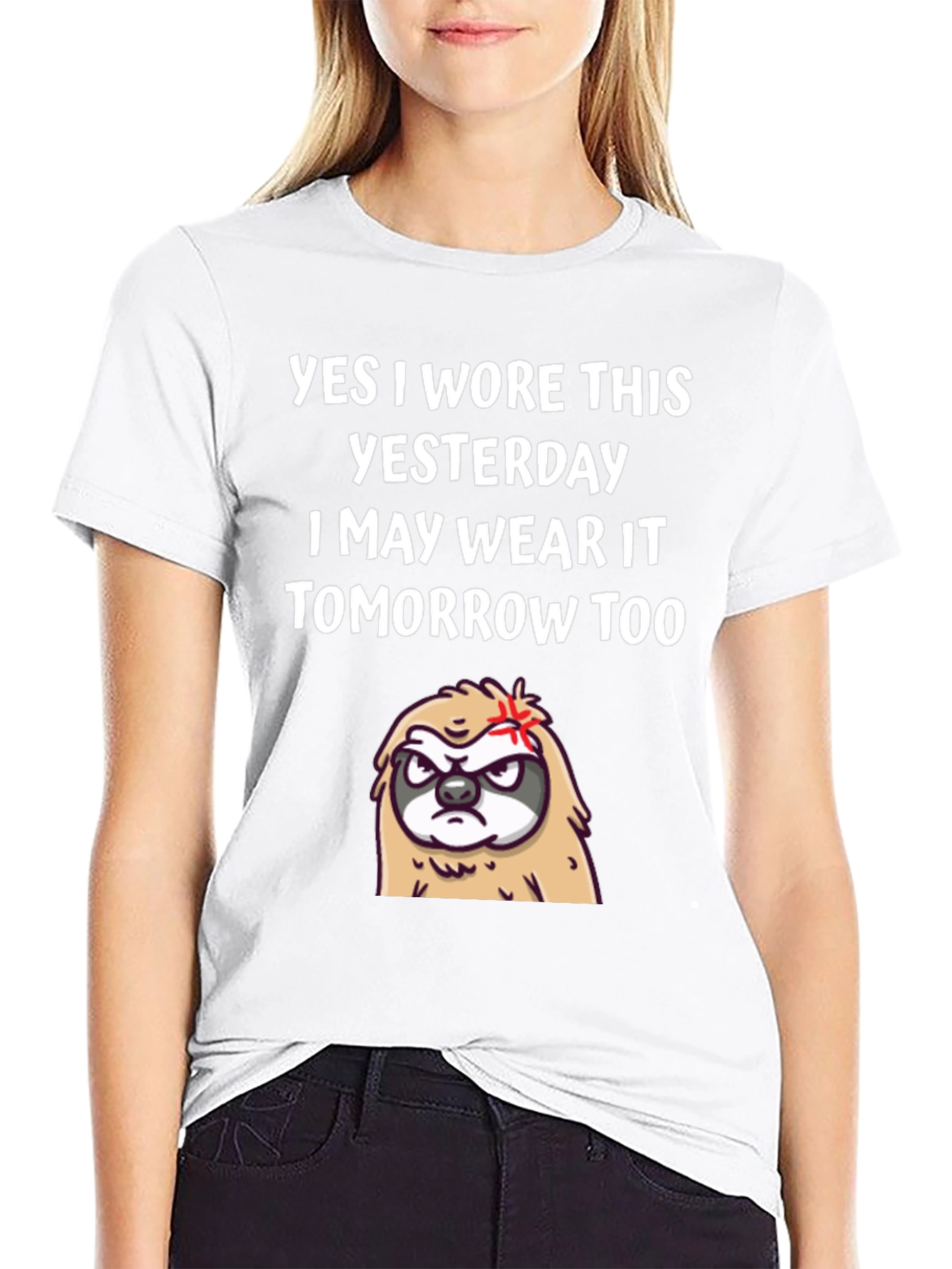Black Funny Sloth T-Shirt - Yes I Wore This Yesterday Tee view 9