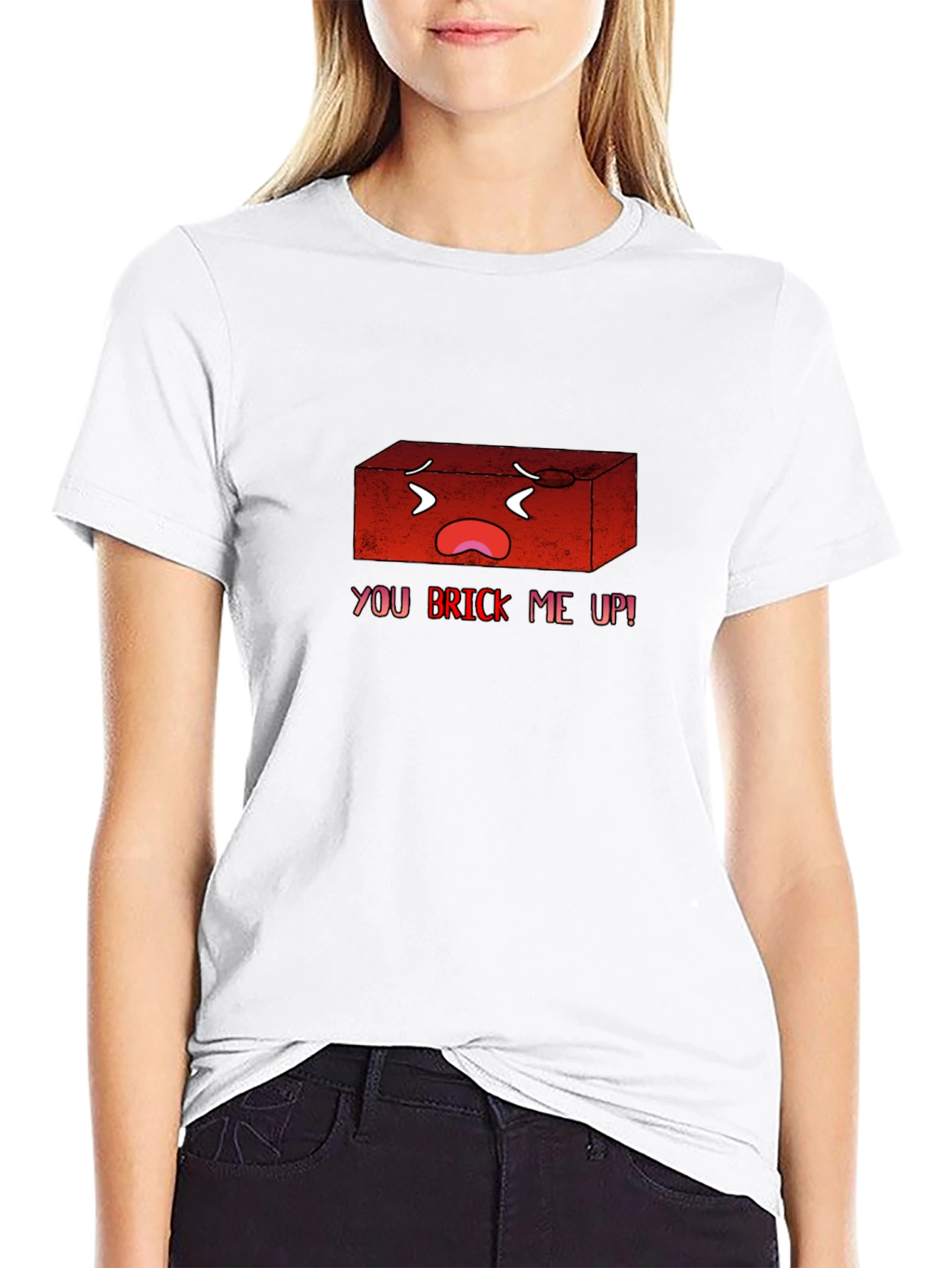 Black You Brick Me Up! Funny Graphic T-Shirt view 9