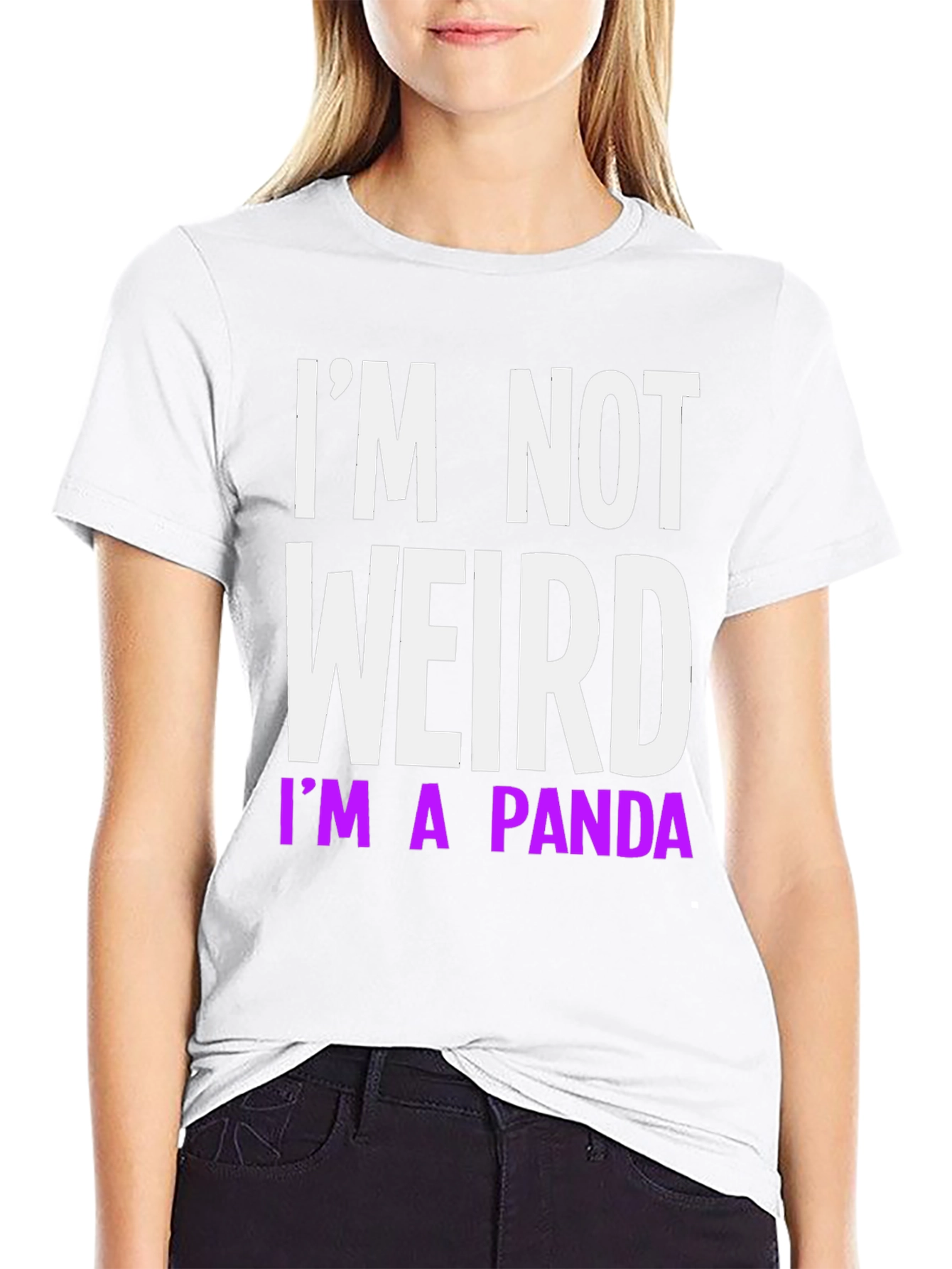 Black Funny "I'm Not Weird, I'm A Panda" Black T-Shirt view 9
